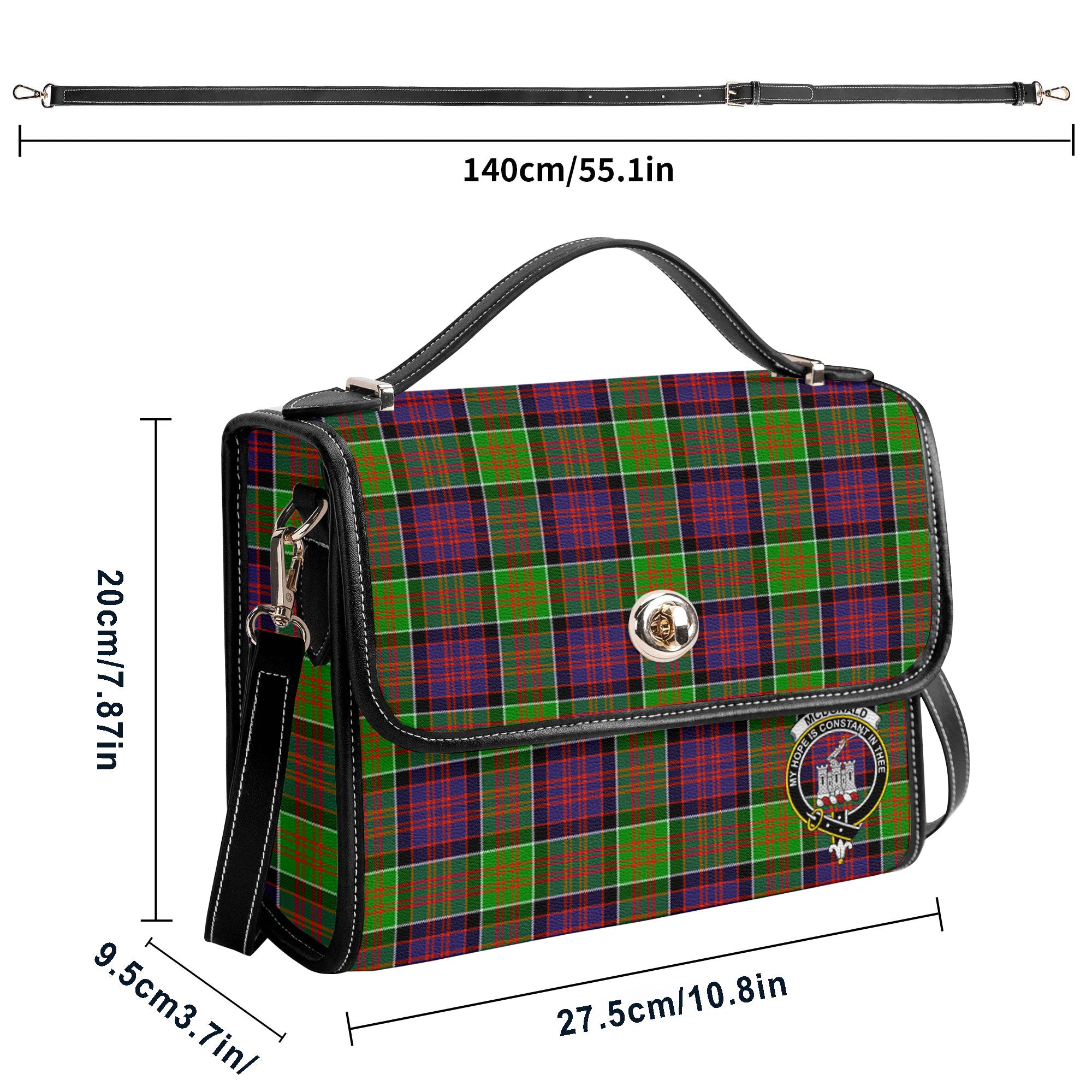 McDonald (Clan Ranald) Tartan Crest Satchel Bag