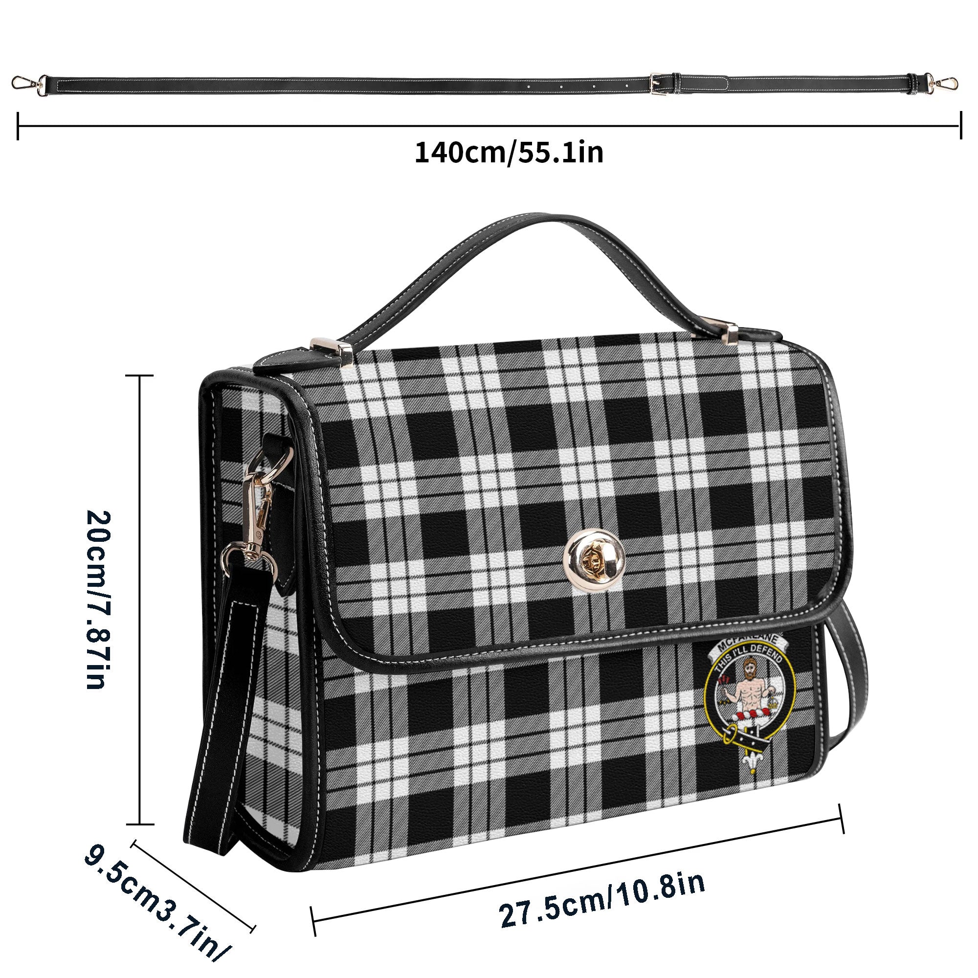 McFarlane Black - White Tartan Crest Satchel Bag