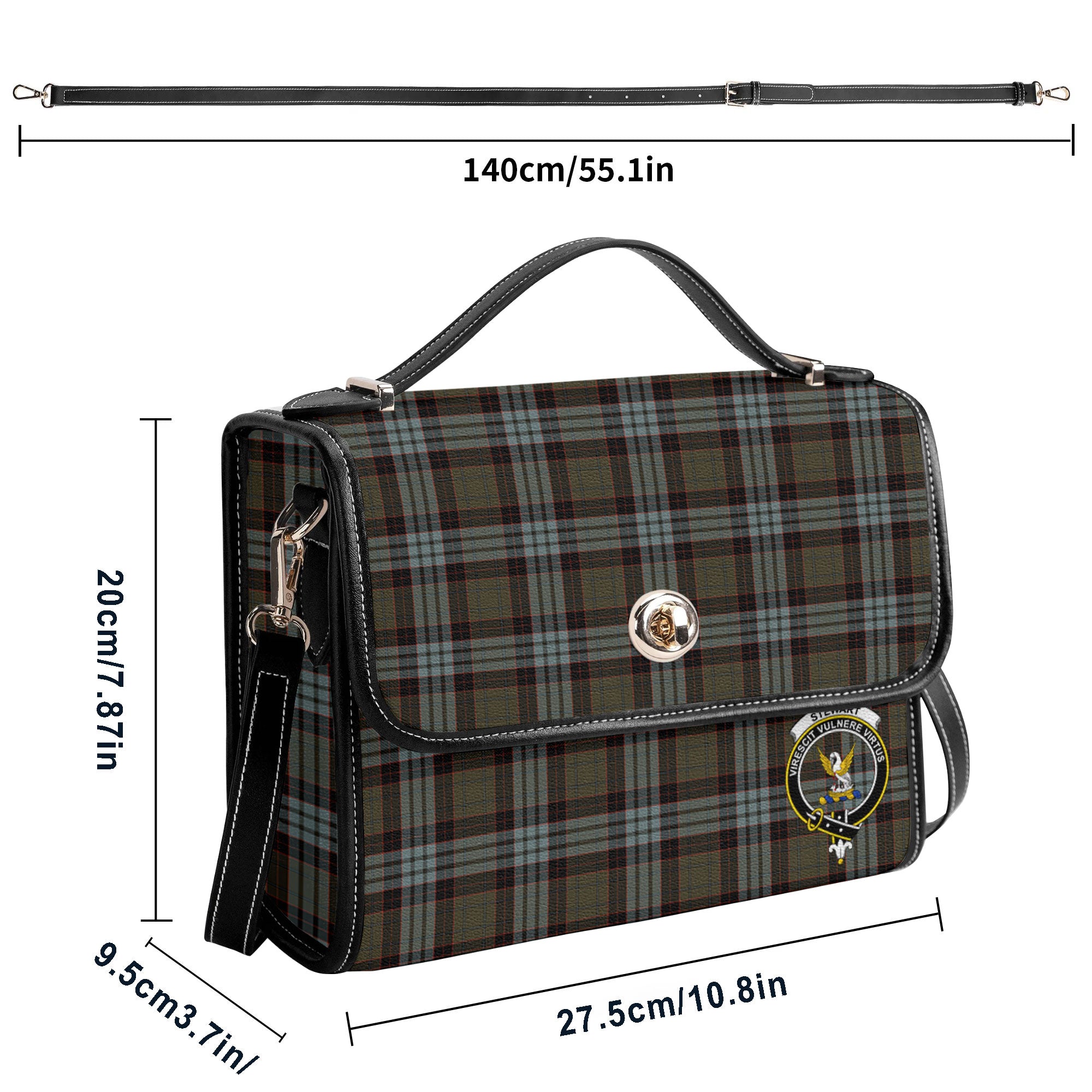 Stewart Old Weathered Tartan Crest Satchel Bag