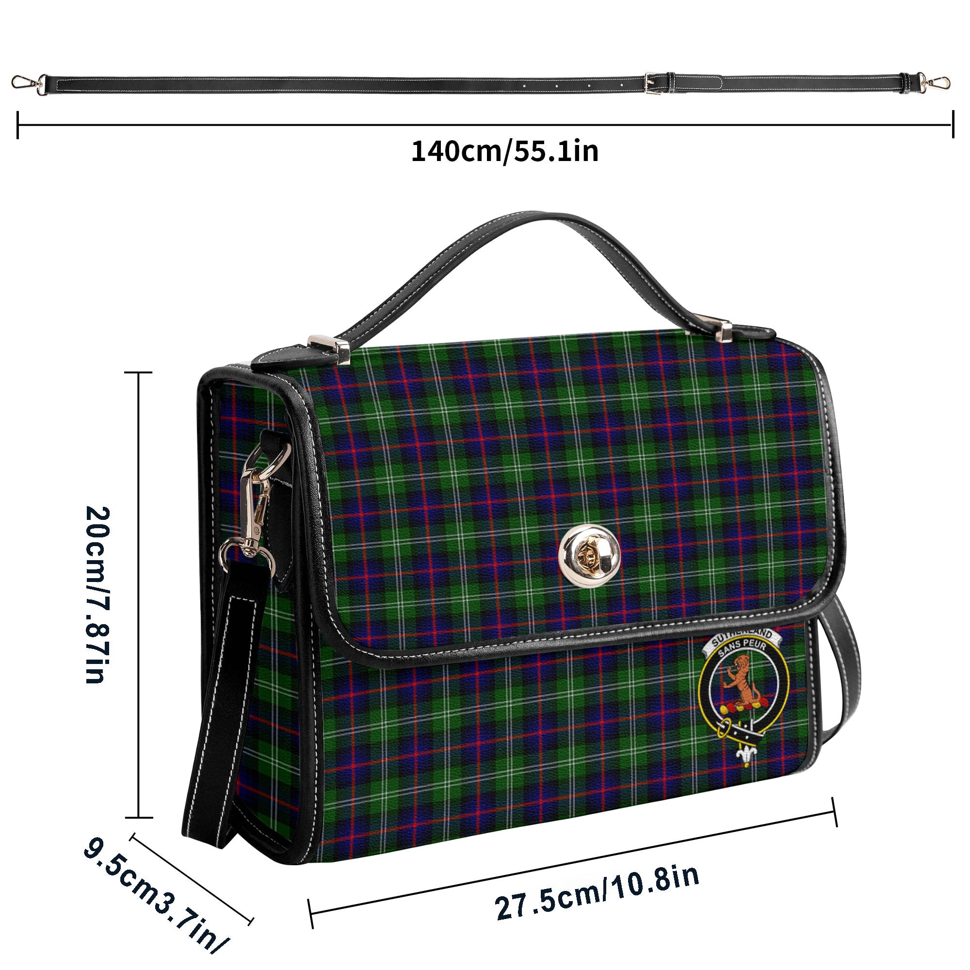 Sutherland Modern Tartan Crest Satchel Bag