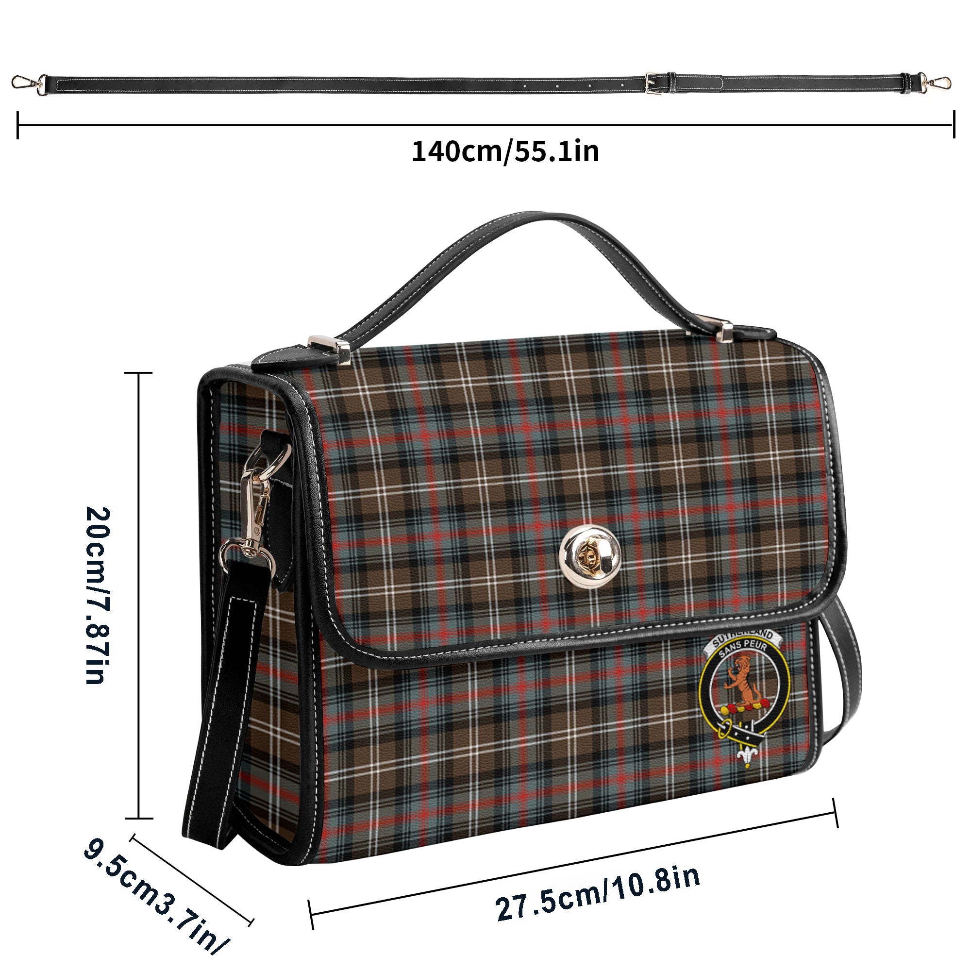 Sutherland Weathered Tartan Crest Satchel Bag