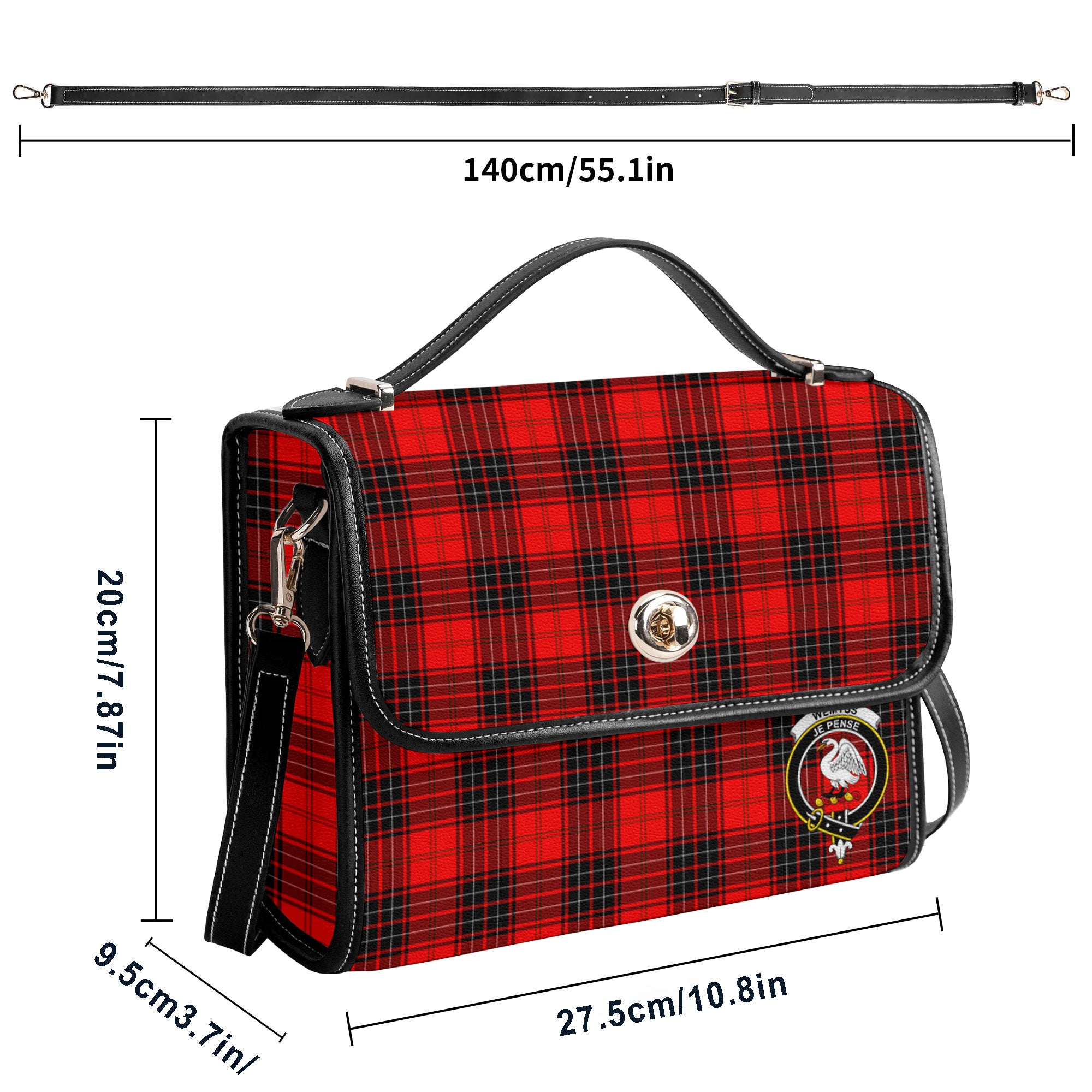 Wemyss Modern Tartan Crest Satchel Bag