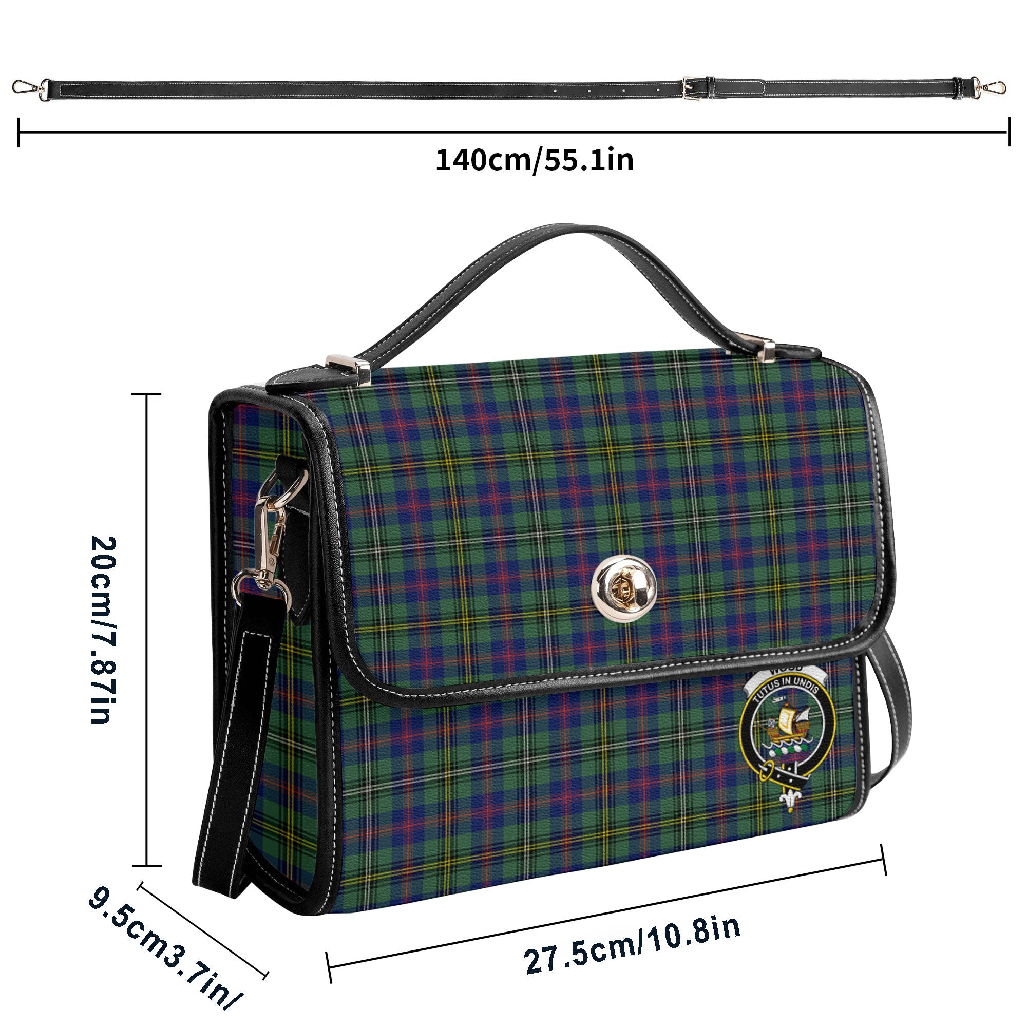 Wood Tartan Crest Satchel Bag