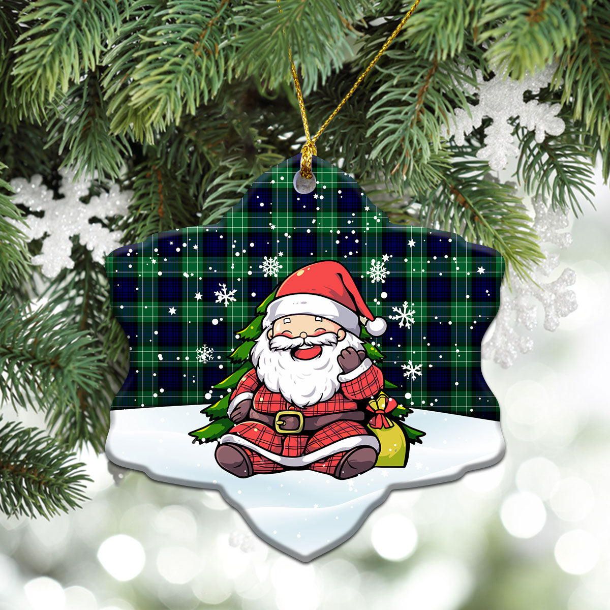 Abercrombie Tartan Christmas Ceramic Ornament - Scottish Santa Style