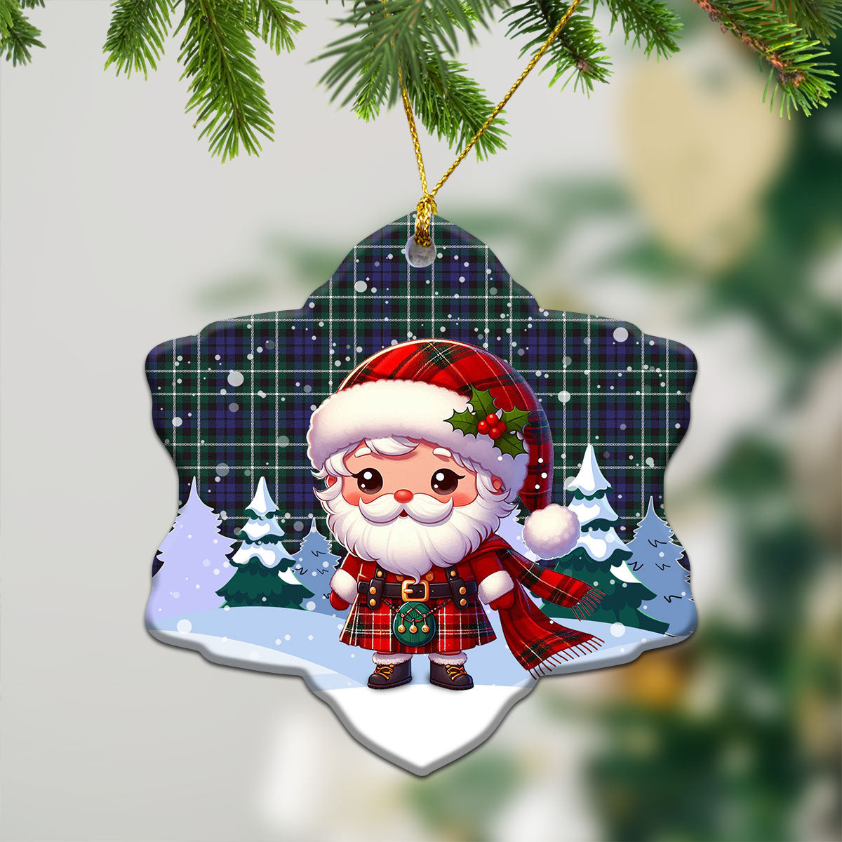 Allardice Tartan Christmas Ceramic Ornament - Santa Claus In Kilt Style