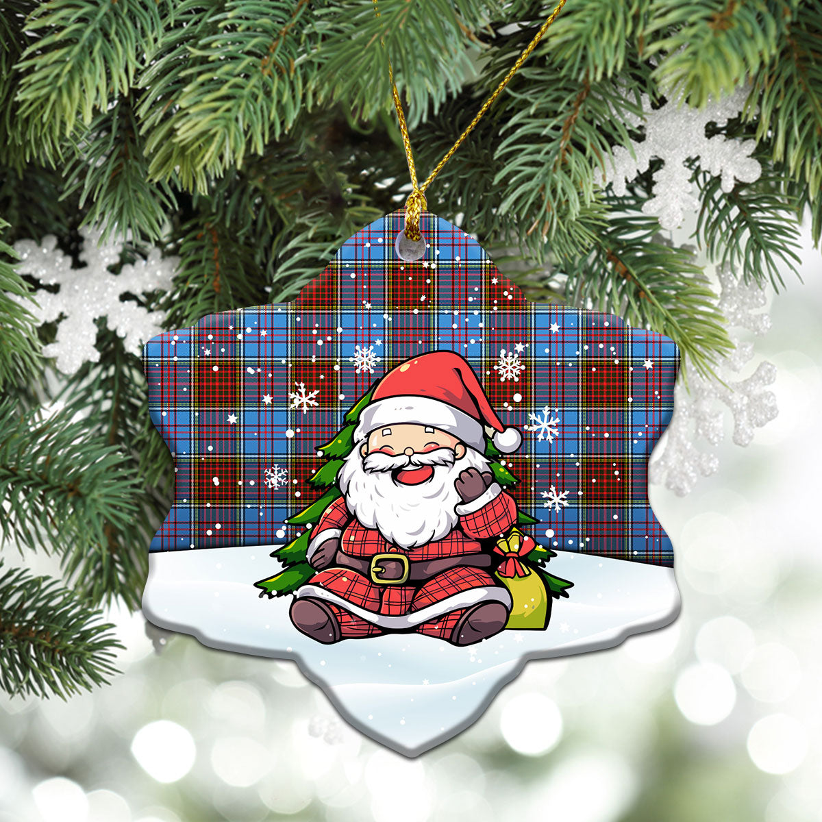 Anderson Modern Tartan Christmas Ceramic Ornament - Scottish Santa Style