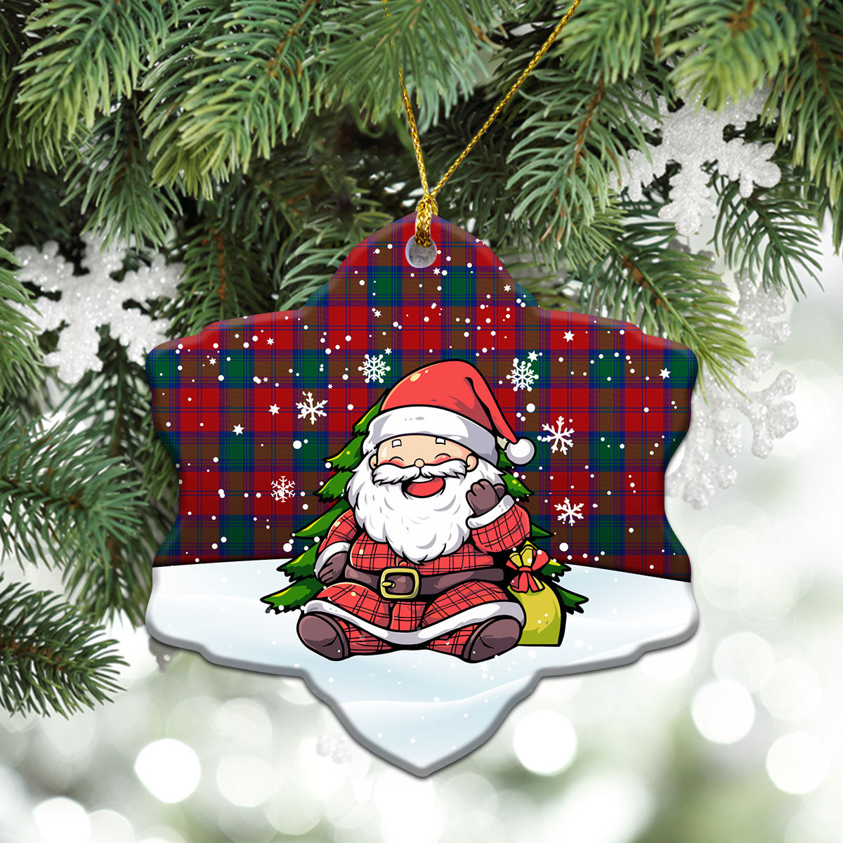 Auchinleck Tartan Christmas Ceramic Ornament - Scottish Santa Style