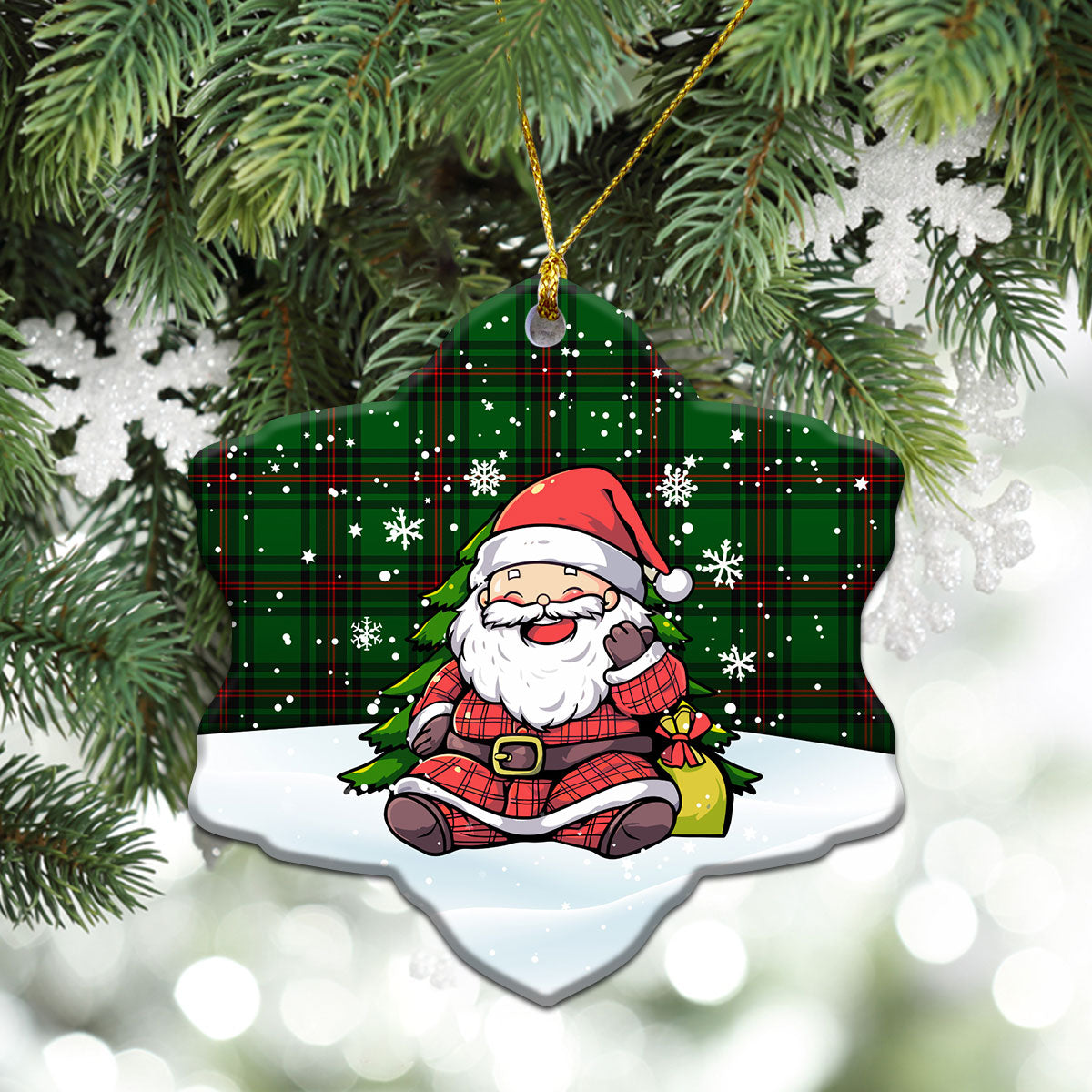 Beveridge Tartan Christmas Ceramic Ornament - Scottish Santa Style