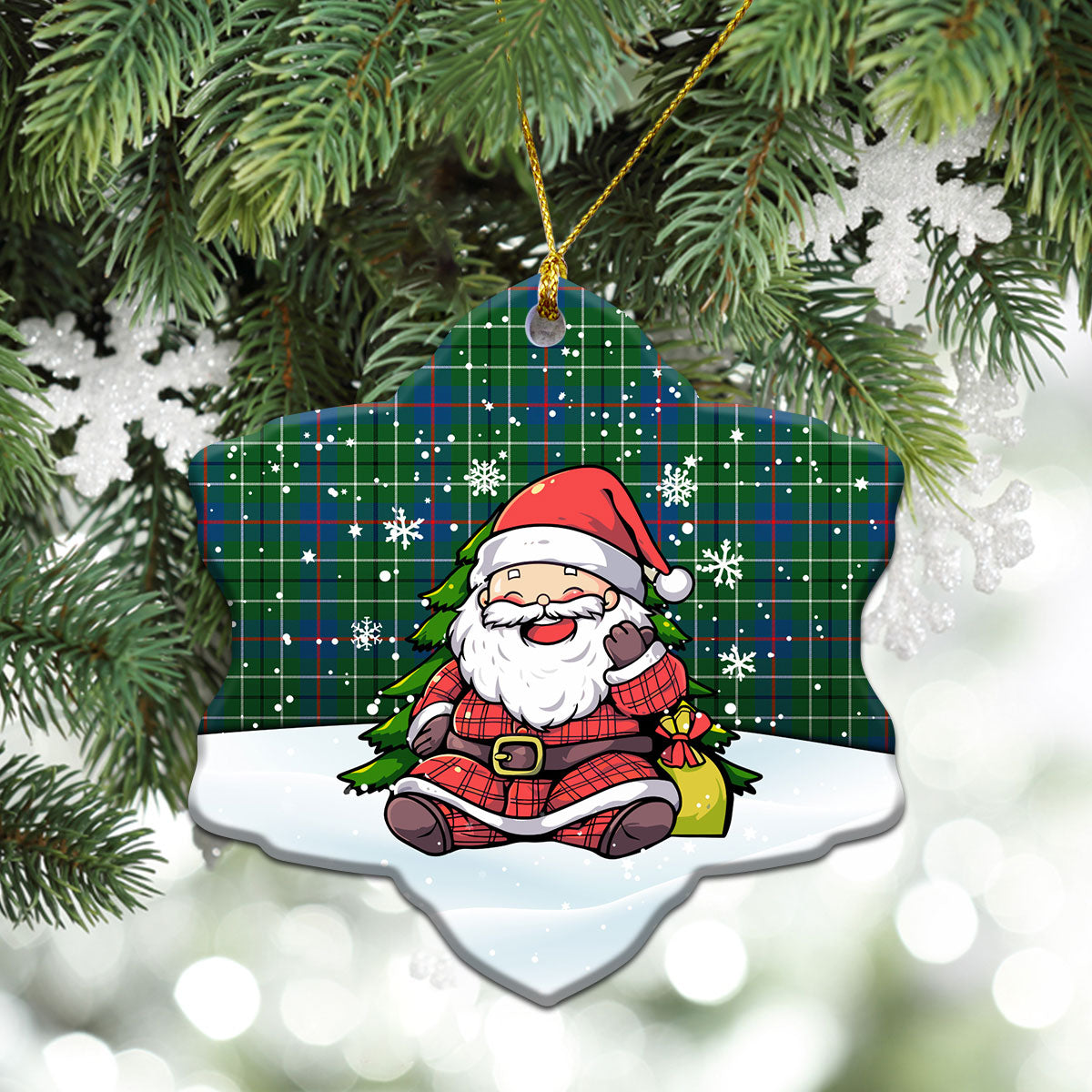 Duncan Ancient Tartan Christmas Ceramic Ornament - Scottish Santa Style