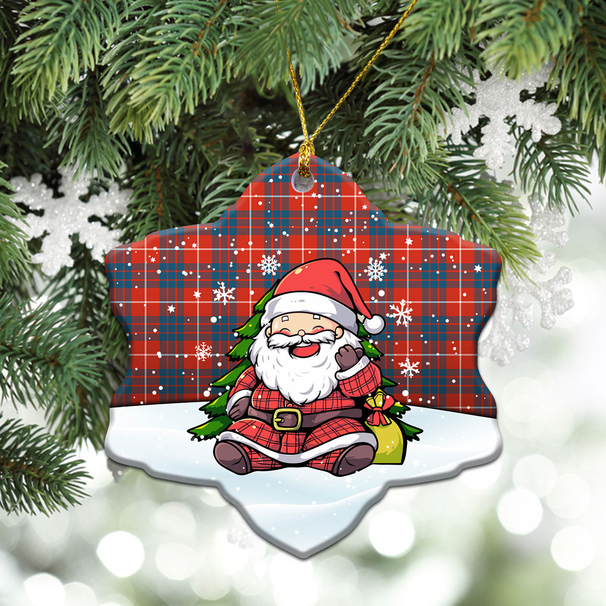 Hamilton Ancient Tartan Christmas Ceramic Ornament - Scottish Santa Style