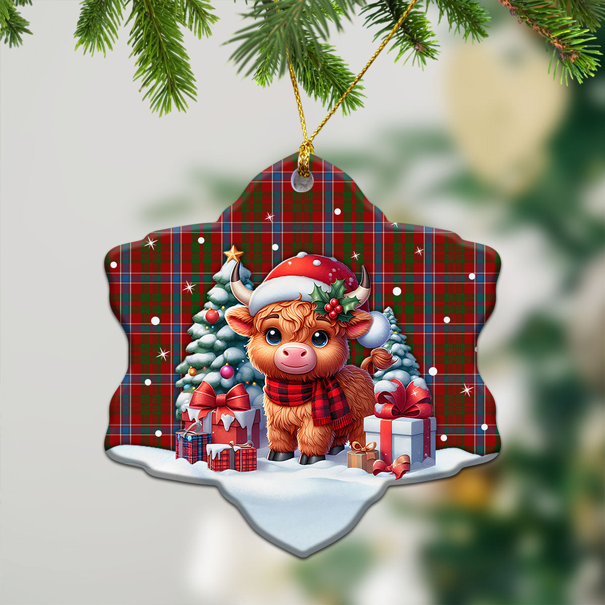 Harkness Dress Tartan Christmas Ceramic Ornament - Highland Cow Winter Style