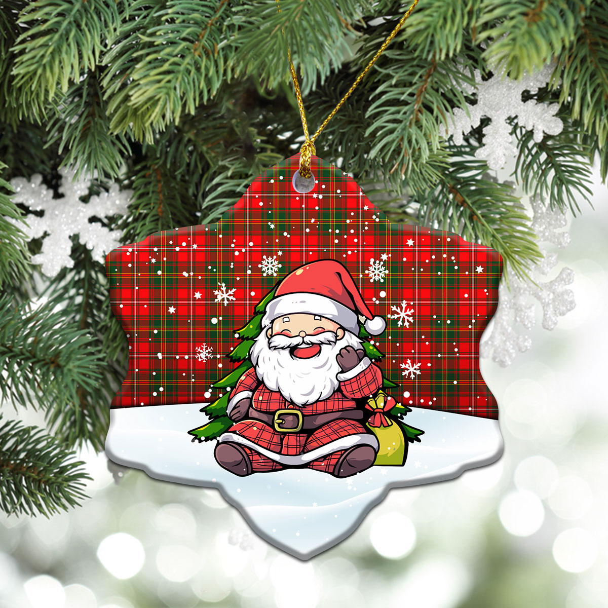 Hay Modern Tartan Christmas Ceramic Ornament - Scottish Santa Style