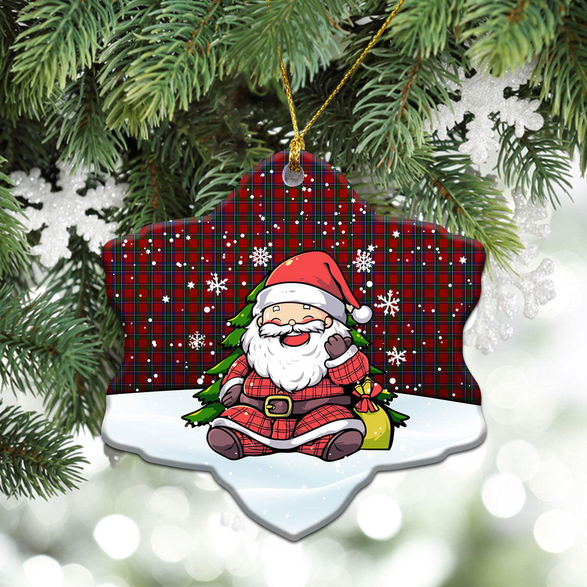 Lyall Tartan Christmas Ceramic Ornament - Scottish Santa Style