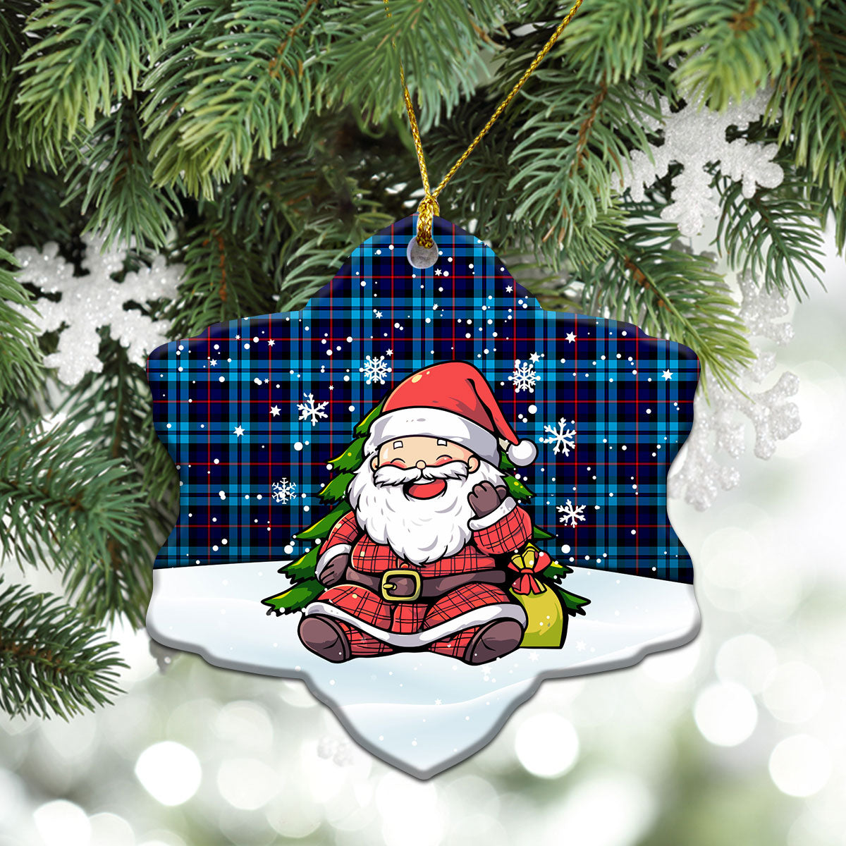 MacCorquodale Tartan Christmas Ceramic Ornament - Scottish Santa Style