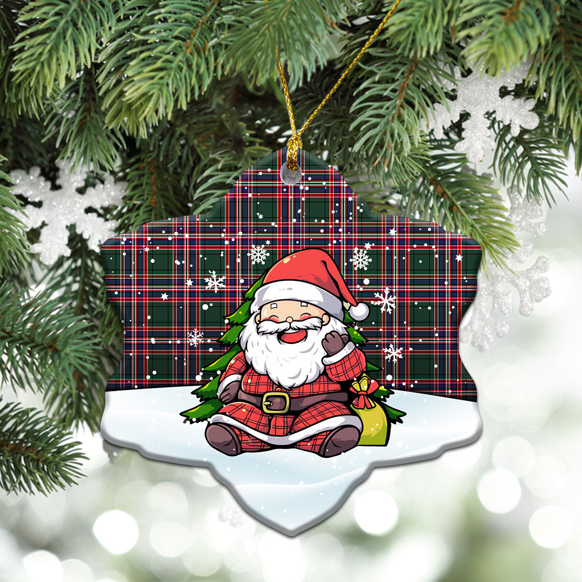 MacFarlane Hunting Modern Tartan Christmas Ceramic Ornament - Scottish Santa Style