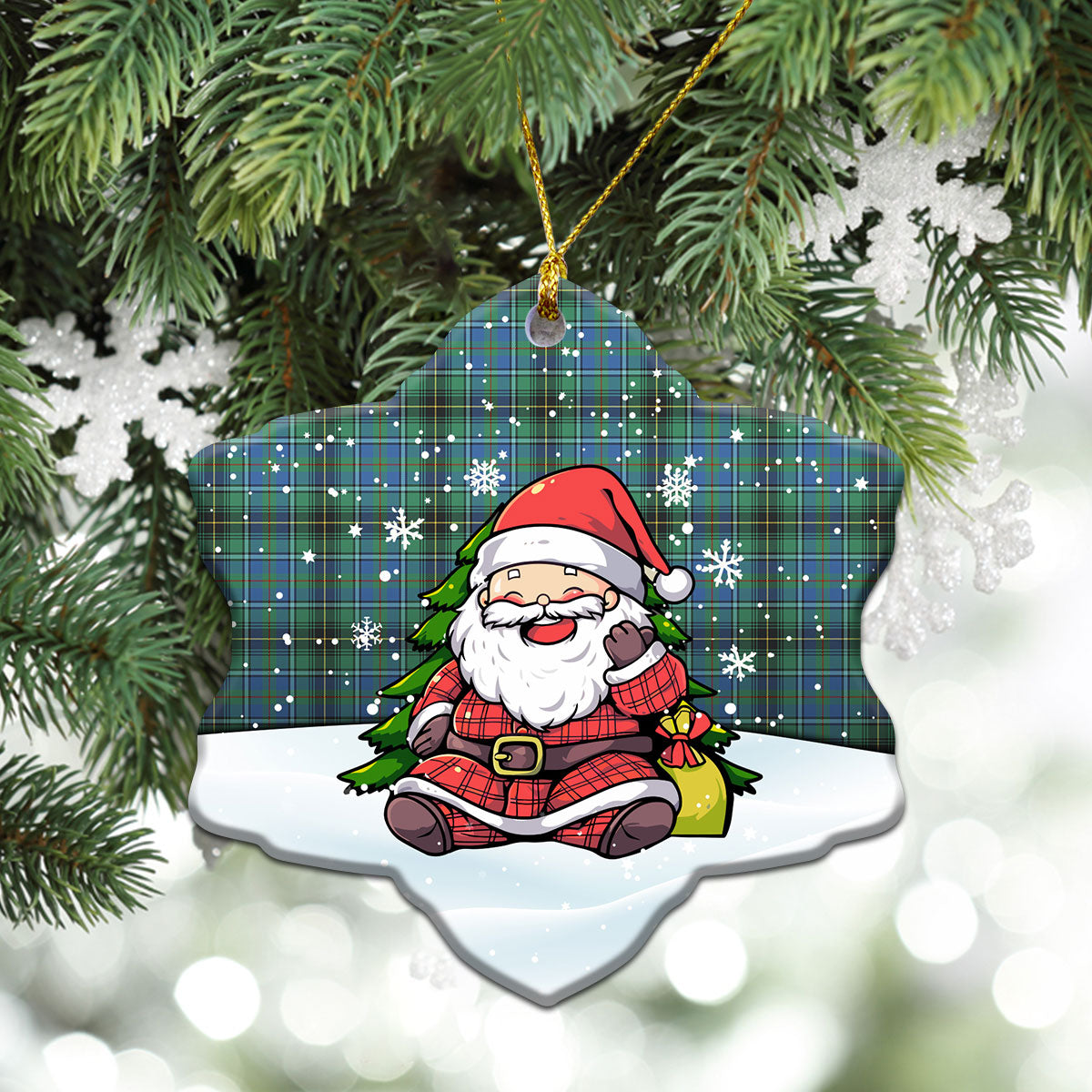 MacInnes Ancient Tartan Christmas Ceramic Ornament - Scottish Santa Style