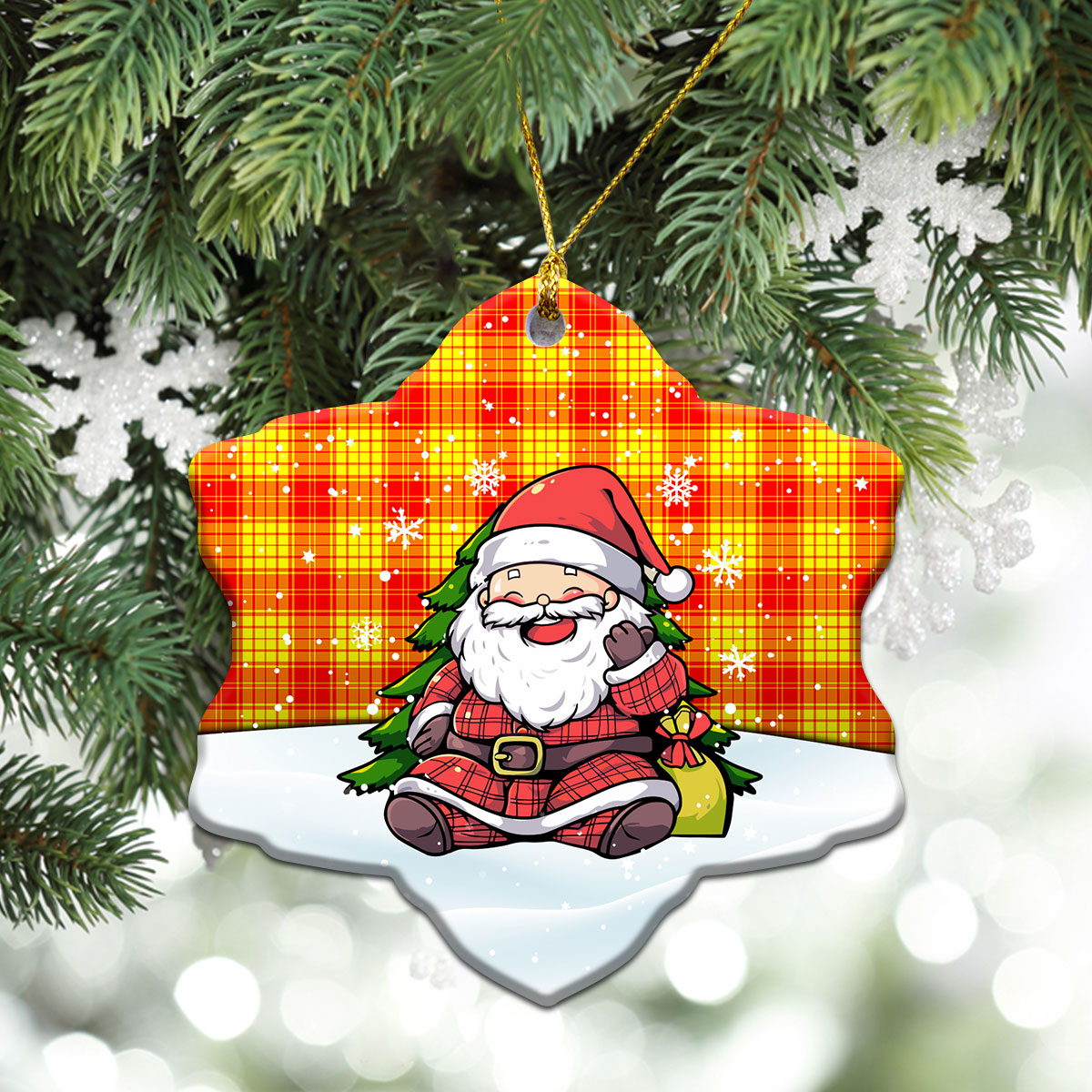 MacMillan Clan Tartan Christmas Ceramic Ornament - Scottish Santa Style