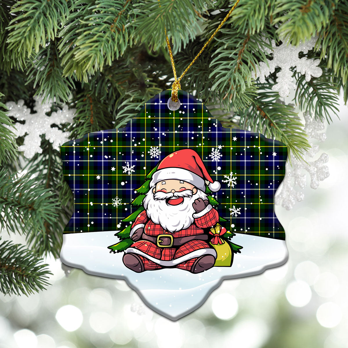 MacNeil of Barra Modern Tartan Christmas Ceramic Ornament - Scottish Santa Style