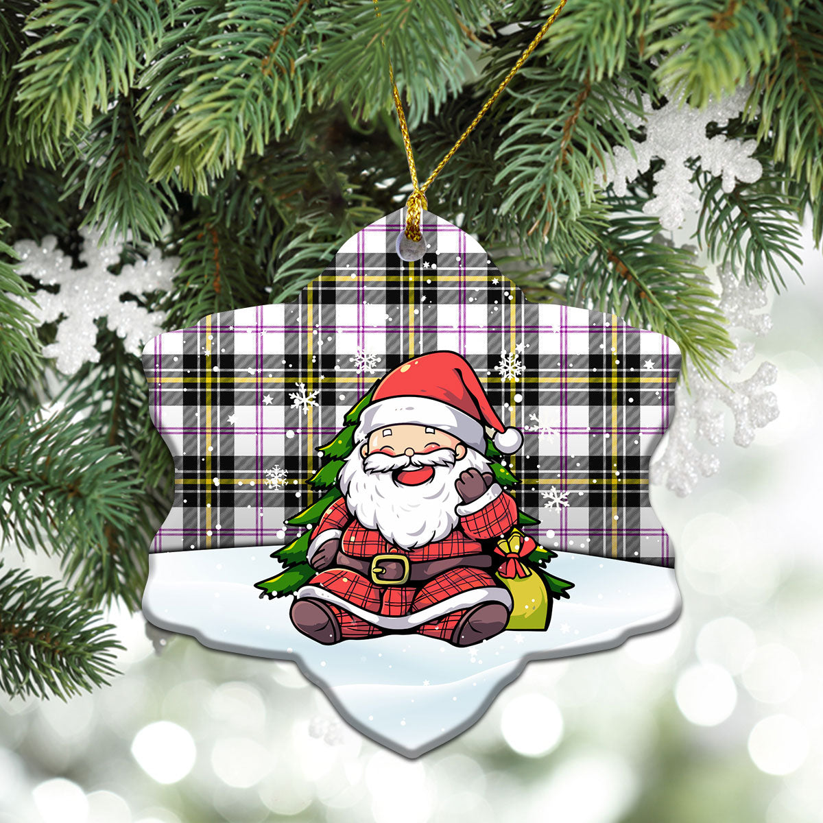 MacPherson Dress Modern Tartan Christmas Ceramic Ornament - Scottish Santa Style