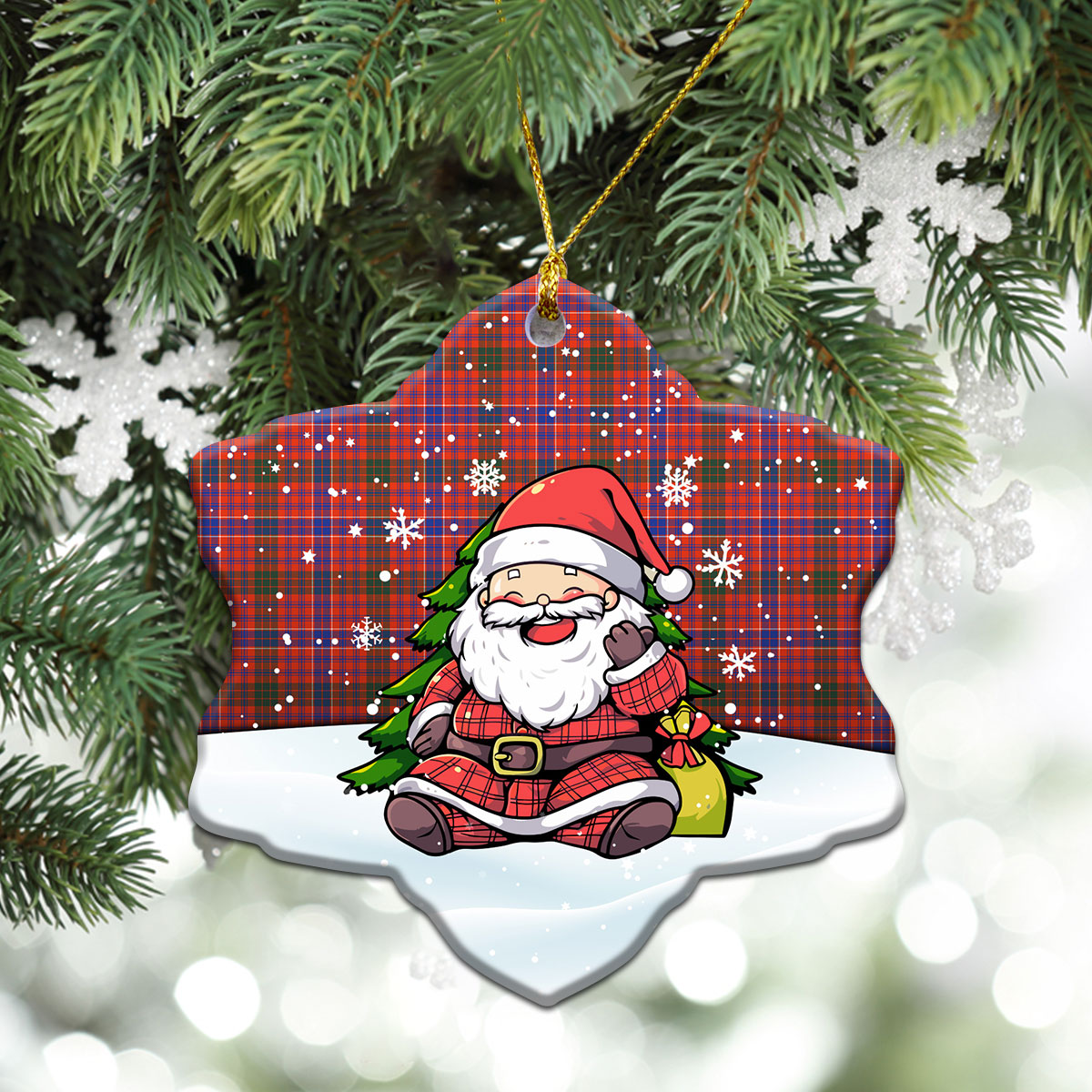 MacRae Ancient Tartan Christmas Ceramic Ornament - Scottish Santa Style