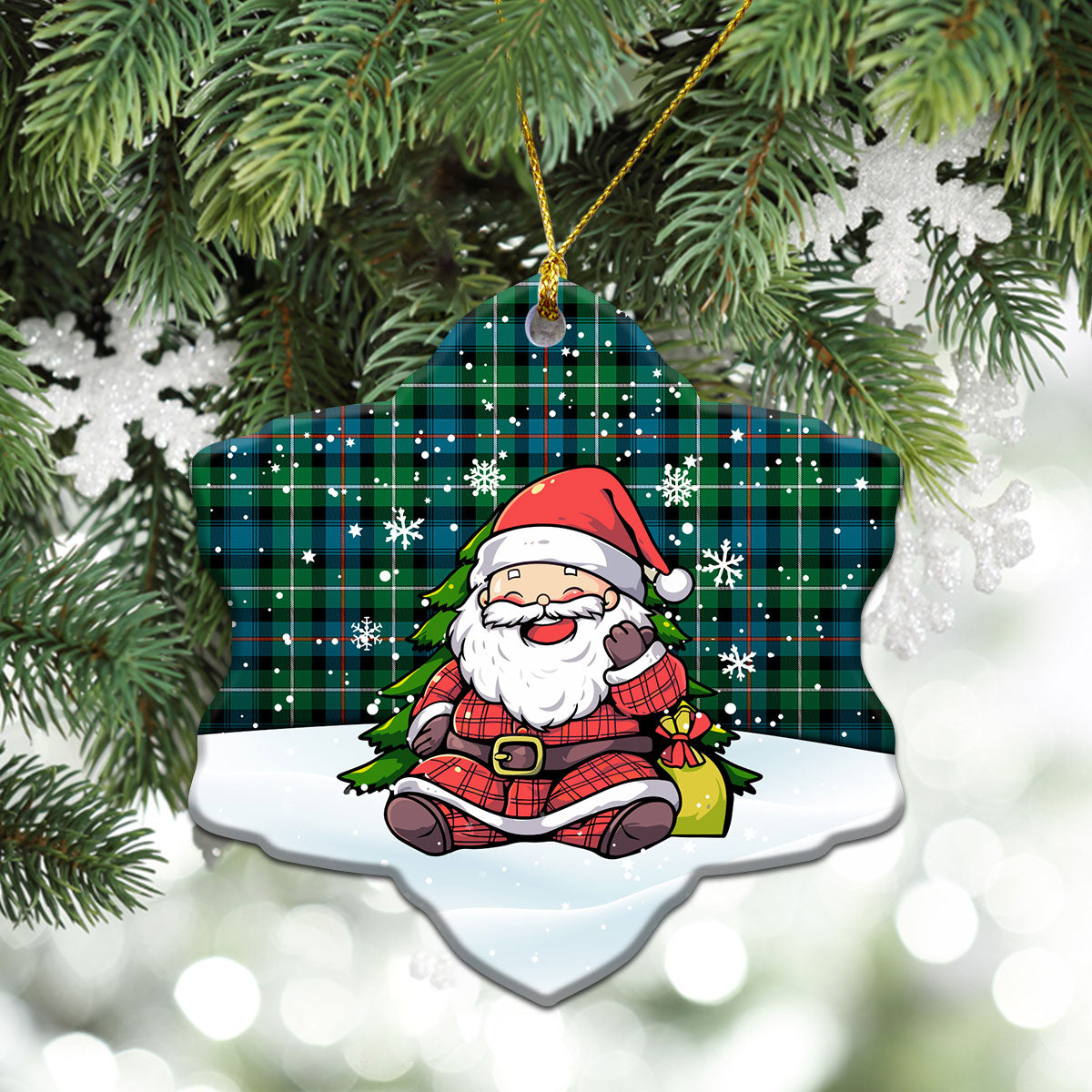 McKenzie Ancient Tartan Christmas Ceramic Ornament - Scottish Santa Style