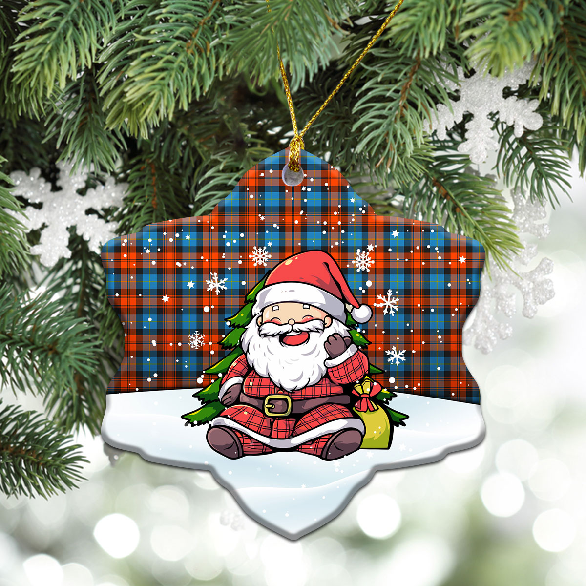 McLachlan Ancient Tartan Christmas Ceramic Ornament - Scottish Santa Style