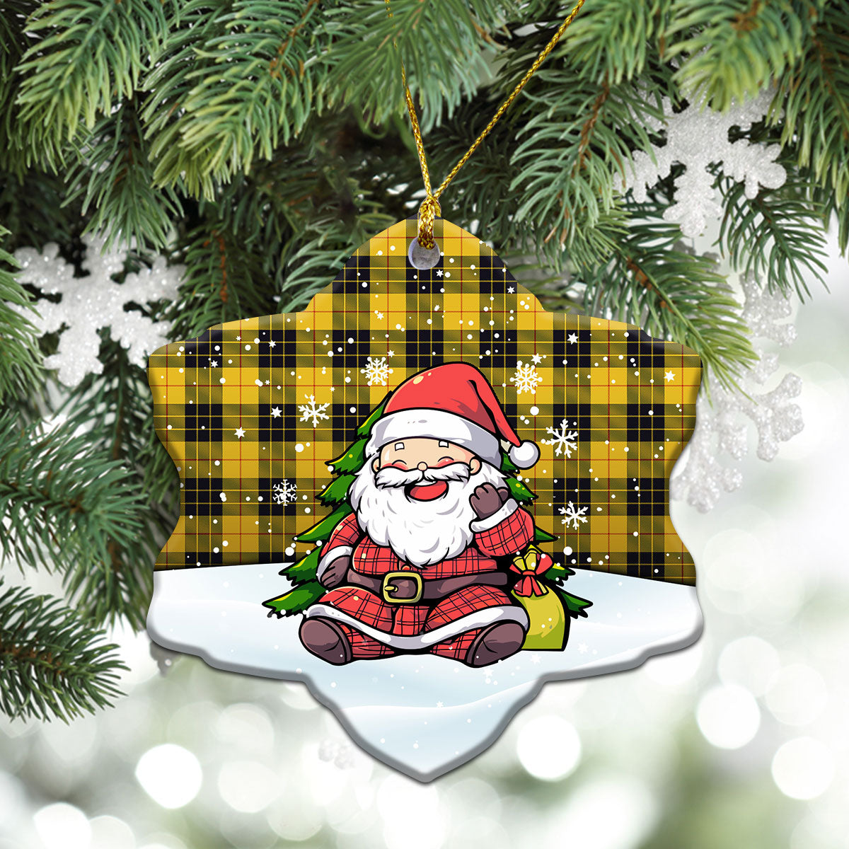 McLeod of Lewis Ancient Tartan Christmas Ceramic Ornament - Scottish Santa Style