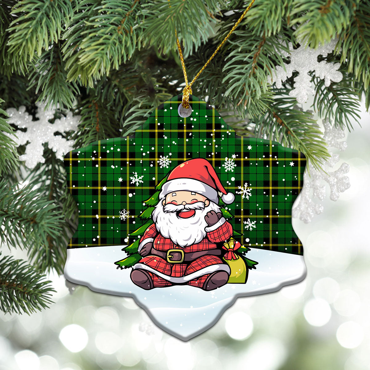 Wallace Hunting Modern Tartan Christmas Ceramic Ornament - Scottish Santa Style