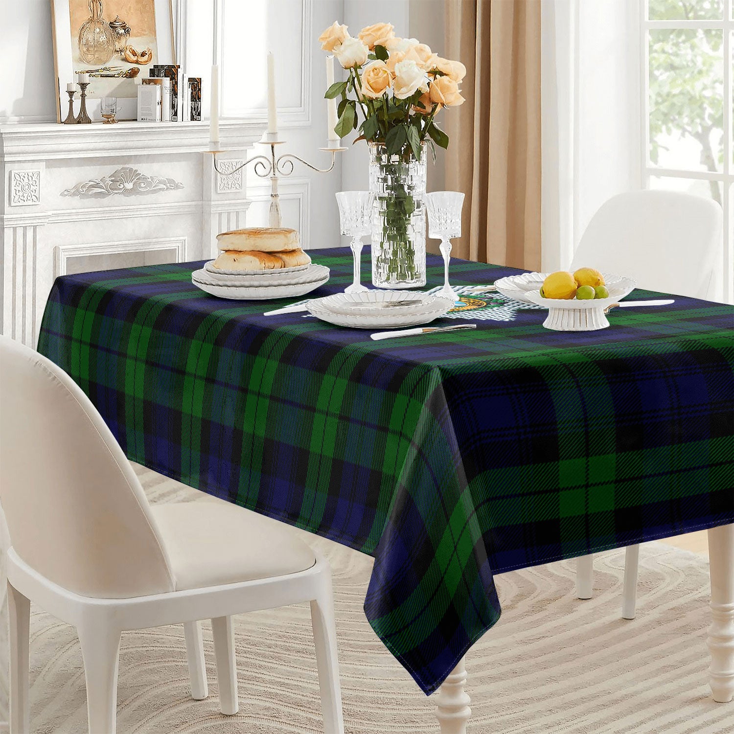 Black Watch Tartan Crest Tablecloth