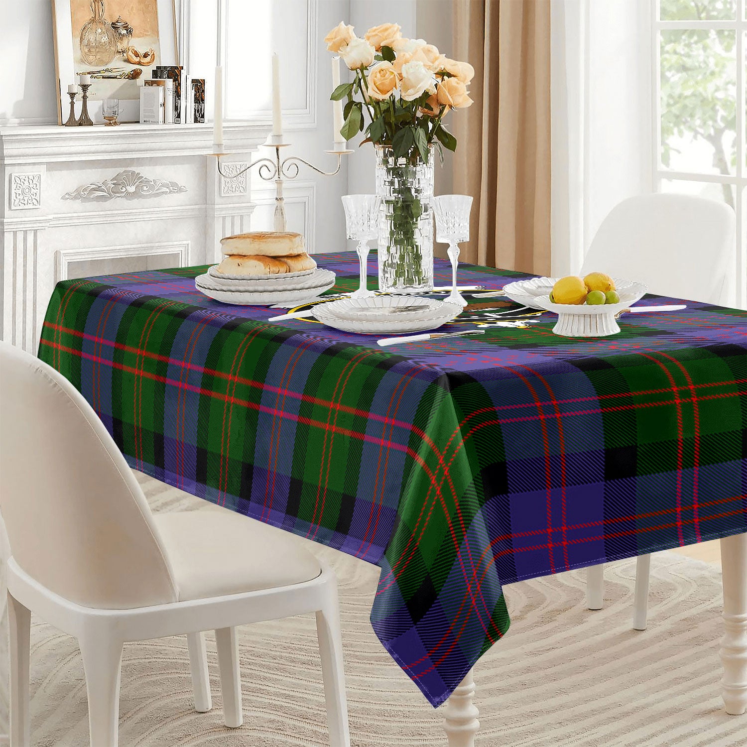 Blair Modern Tartan Crest Tablecloth