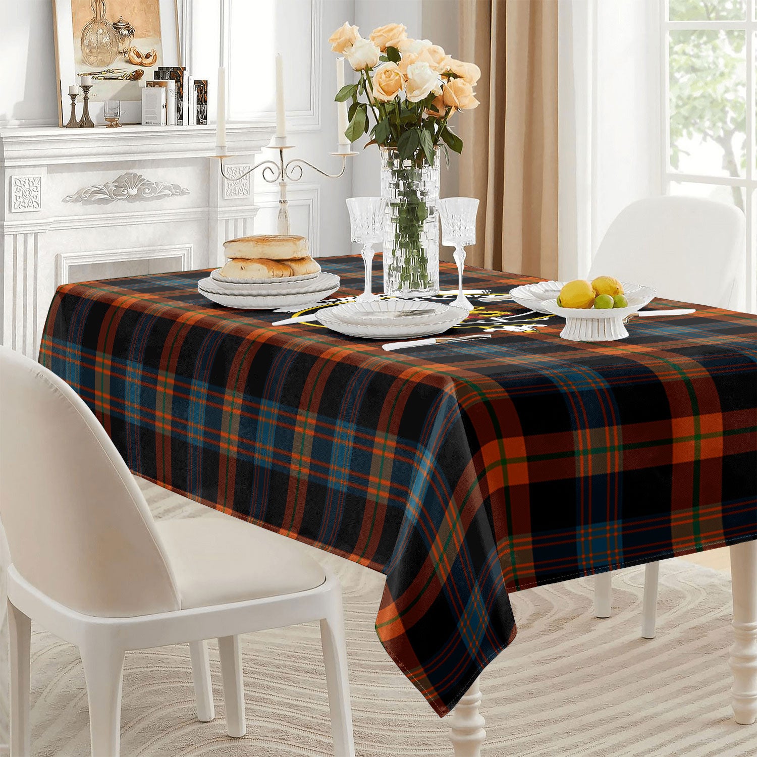 Brown Ancient Tartan Crest Tablecloth
