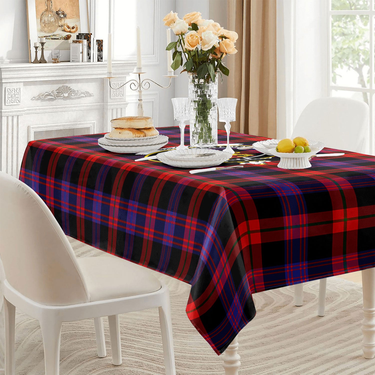 Brown Modern Tartan Crest Tablecloth
