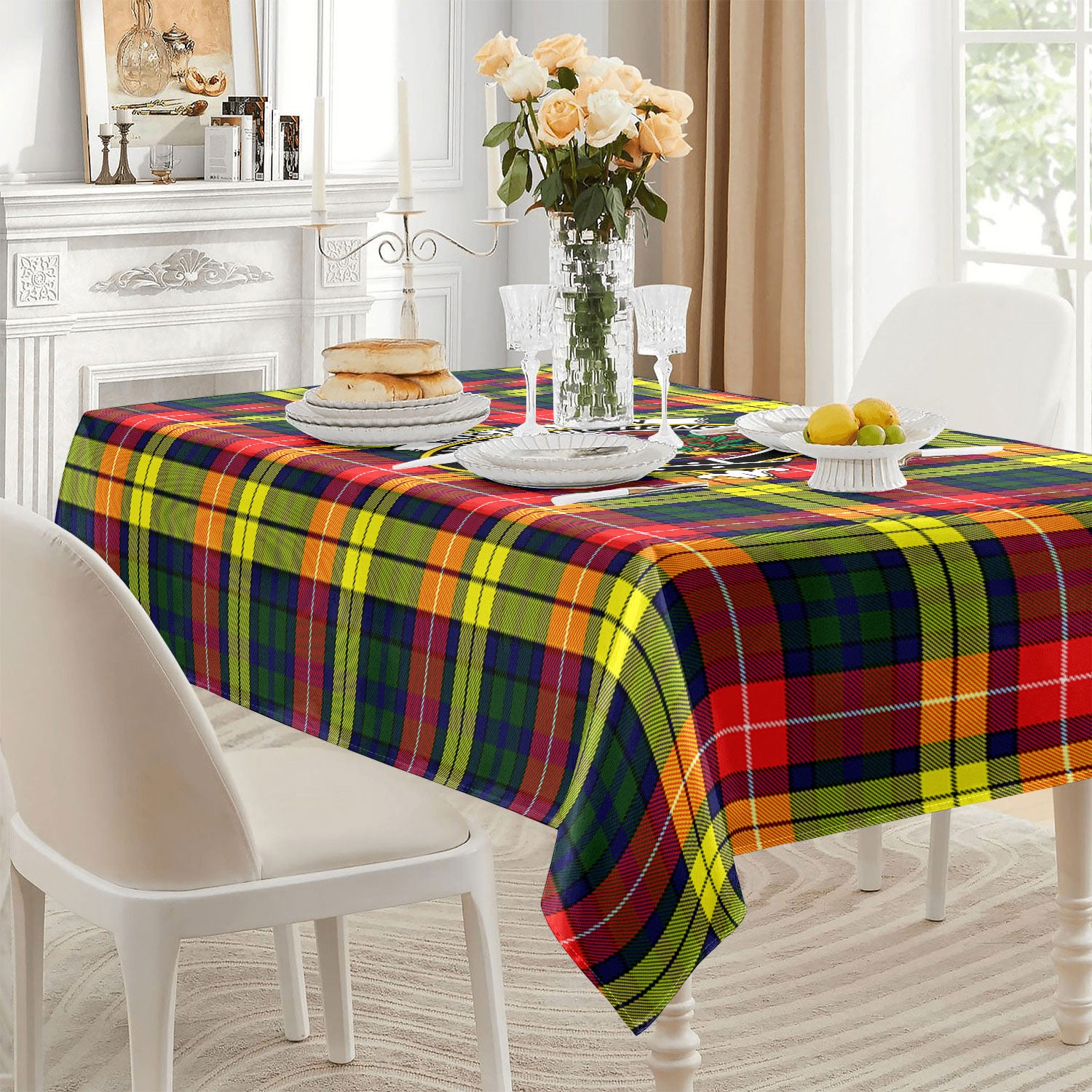 Buchanan Modern Tartan Crest Tablecloth