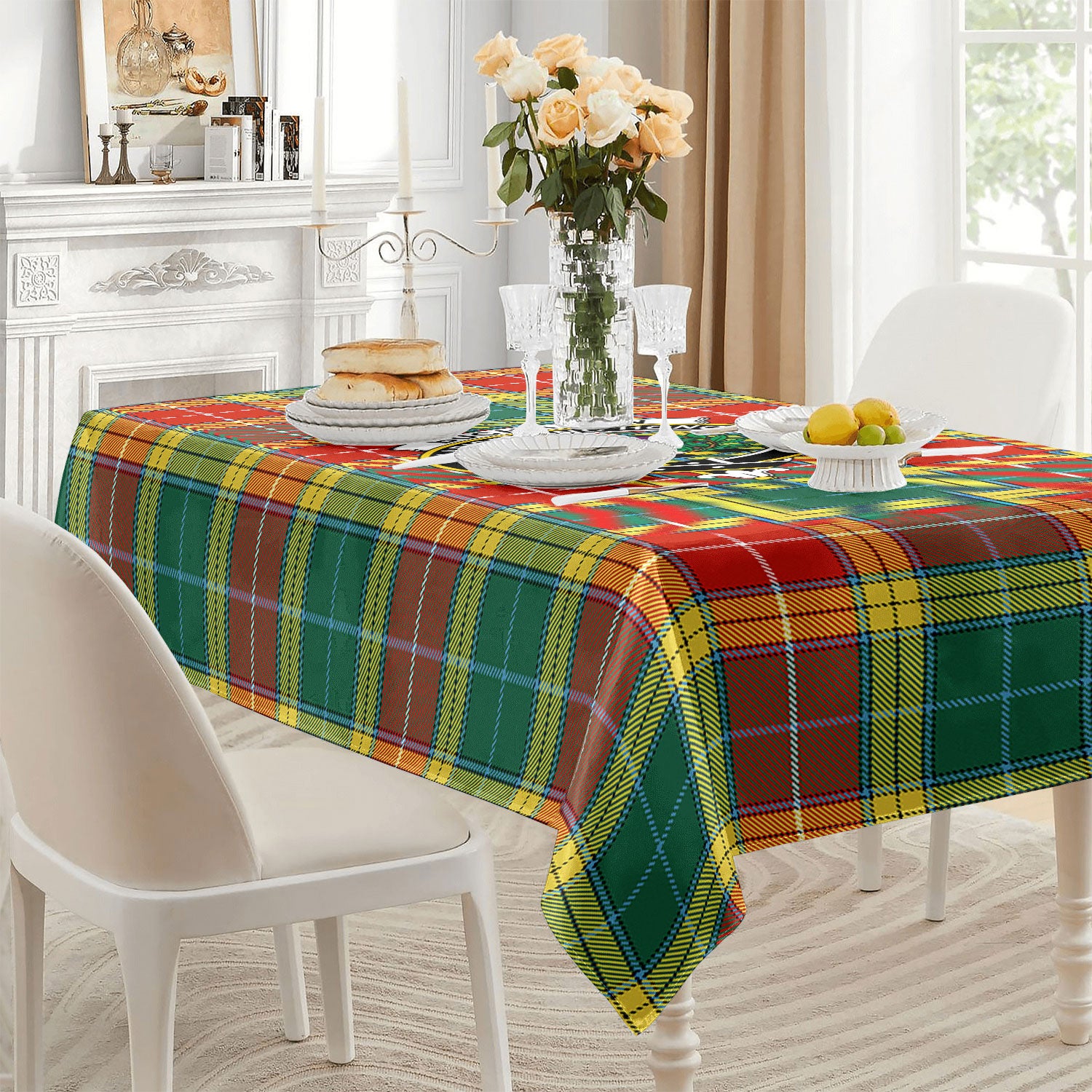 Buchanan Old Sett Tartan Crest Tablecloth