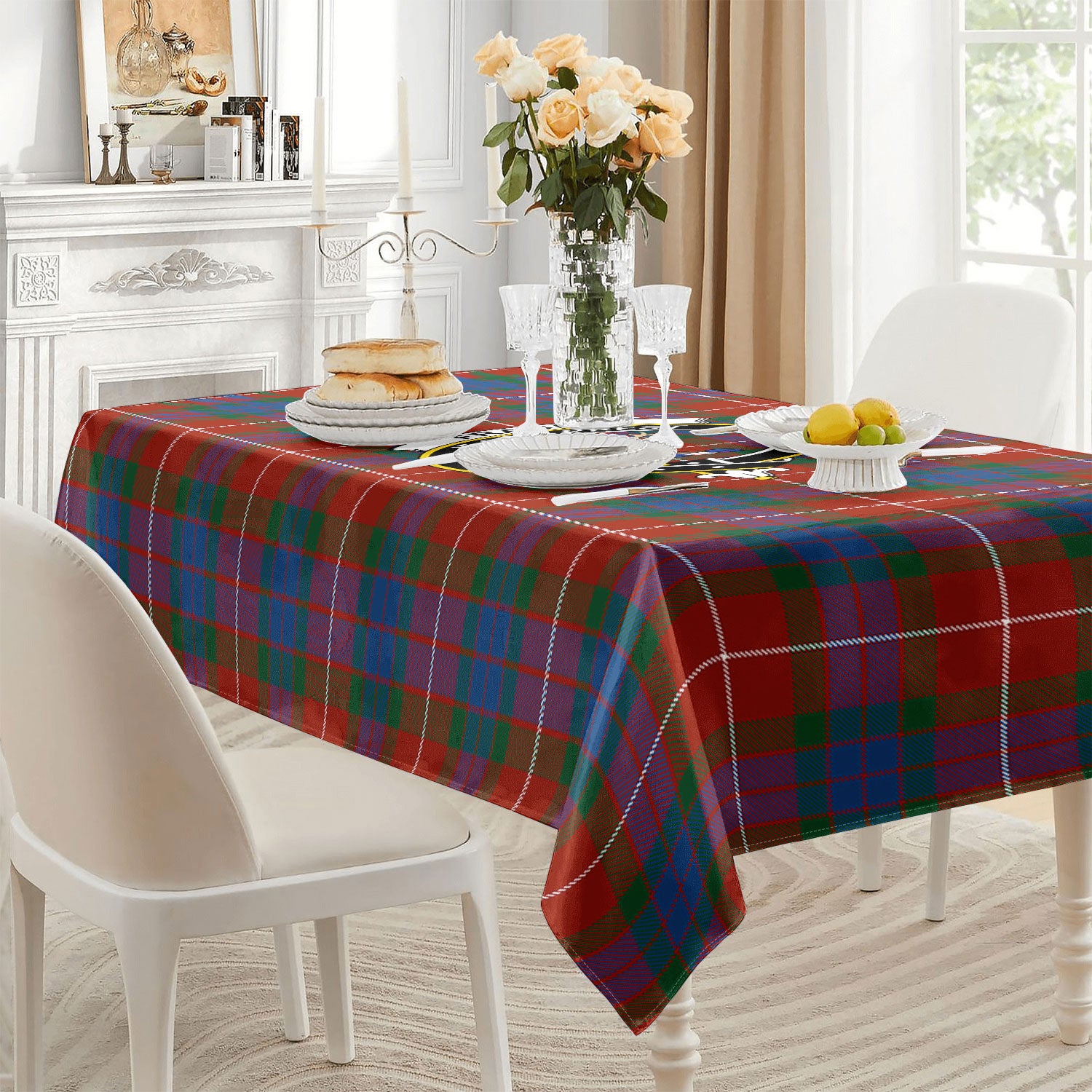 Fraser (of Lovat) Ancient Tartan Crest Tablecloth