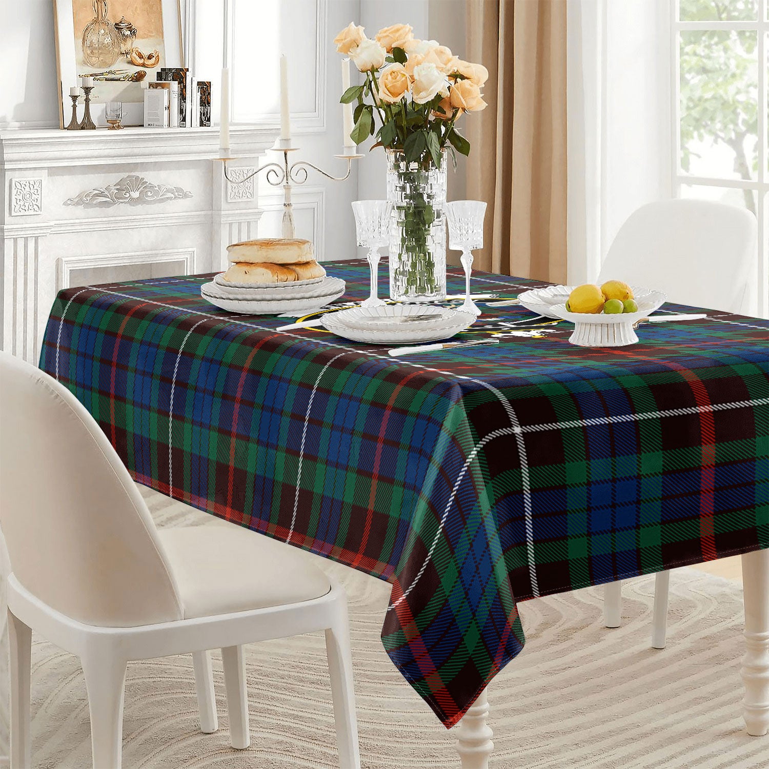 Fraser (of Lovat) Hunting Ancient Tartan Crest Tablecloth