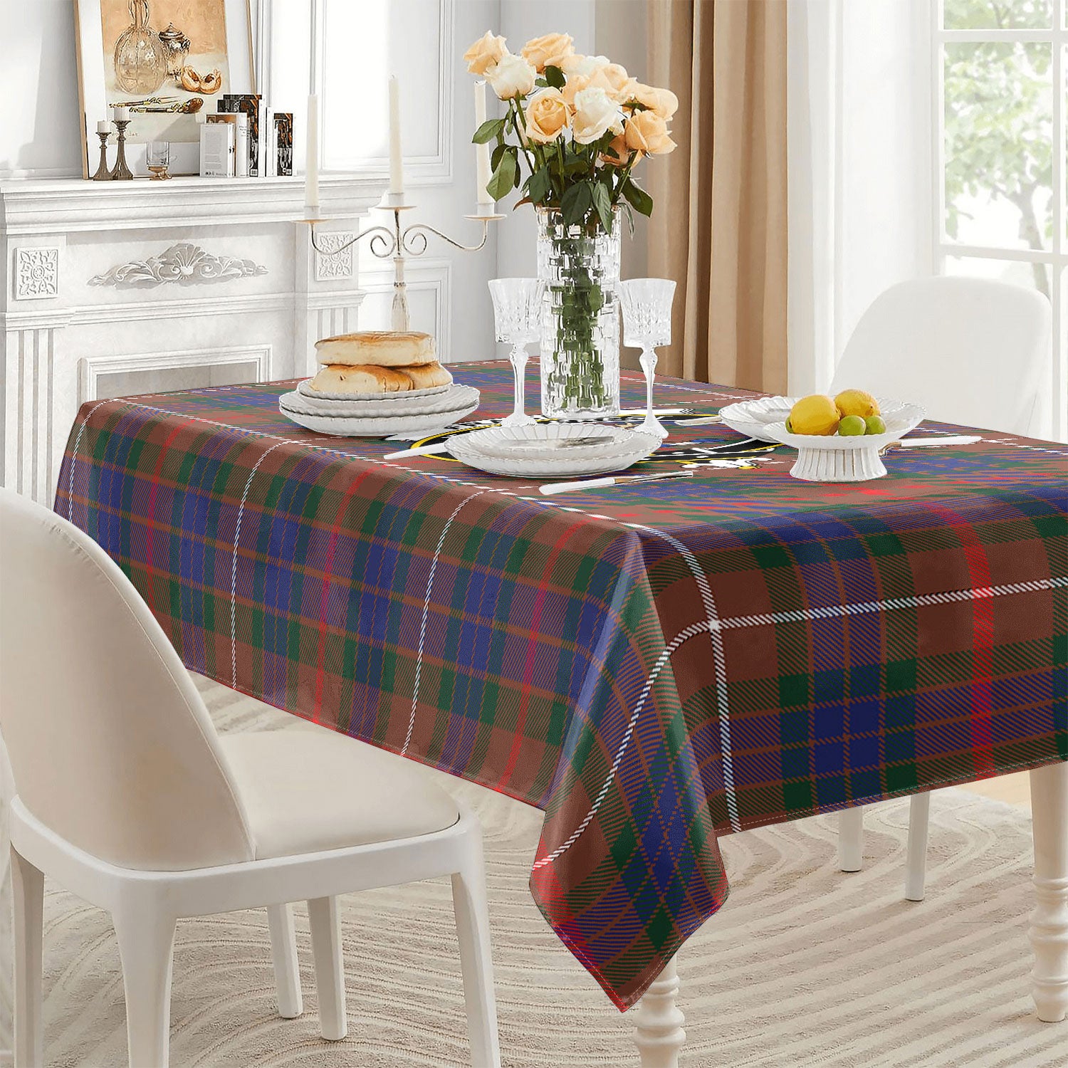 Fraser (of Lovat) Hunting Modern Tartan Crest Tablecloth