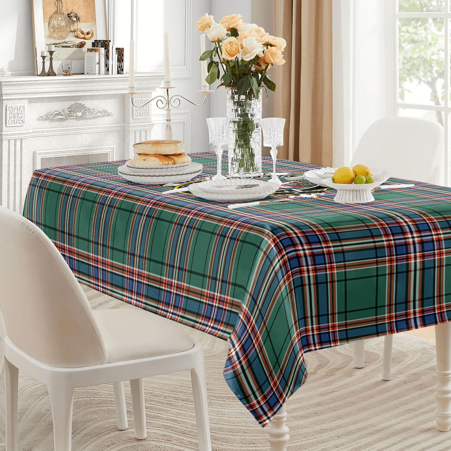MacFarlane Hunting Ancient Tartan Crest Tablecloth