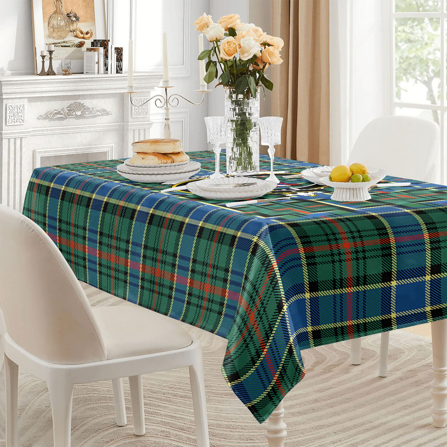 Ogilvie Hunting Ancient Tartan Crest Tablecloth
