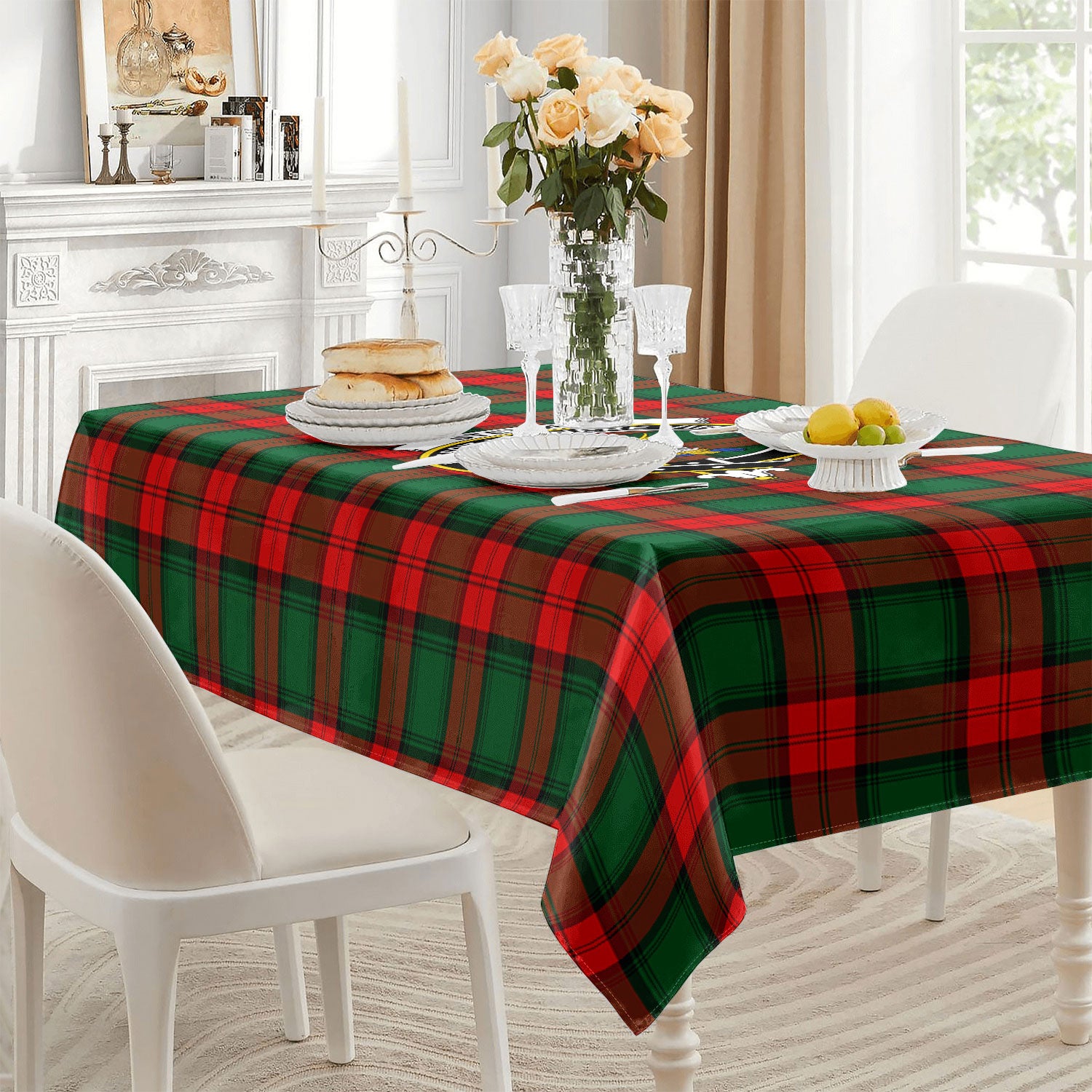 Stewart Atholl Modern Tartan Crest Tablecloth