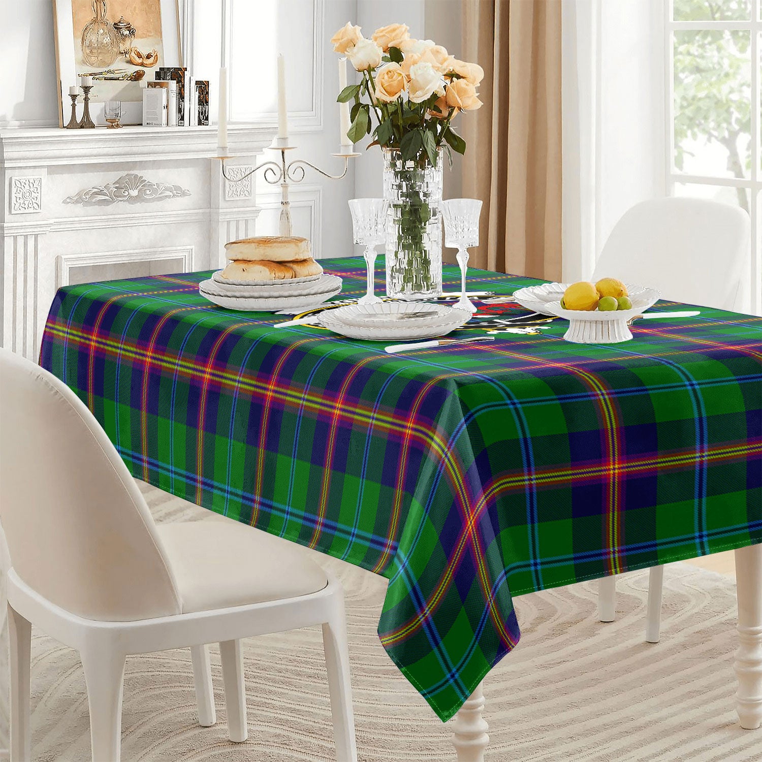 Young Modern Tartan Crest Tablecloth