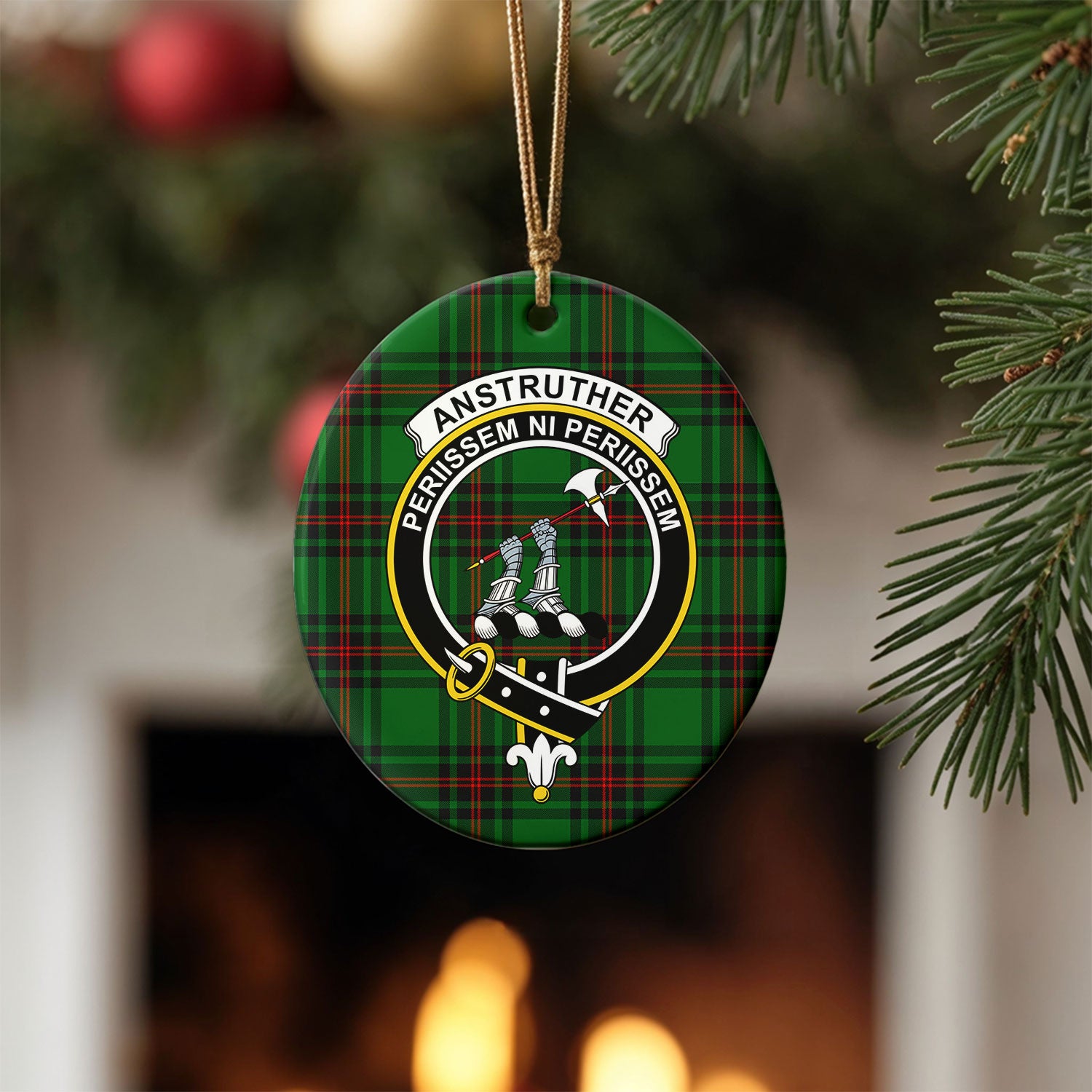 Anstruther Tartan Crest Christmas Ceramic Ornament