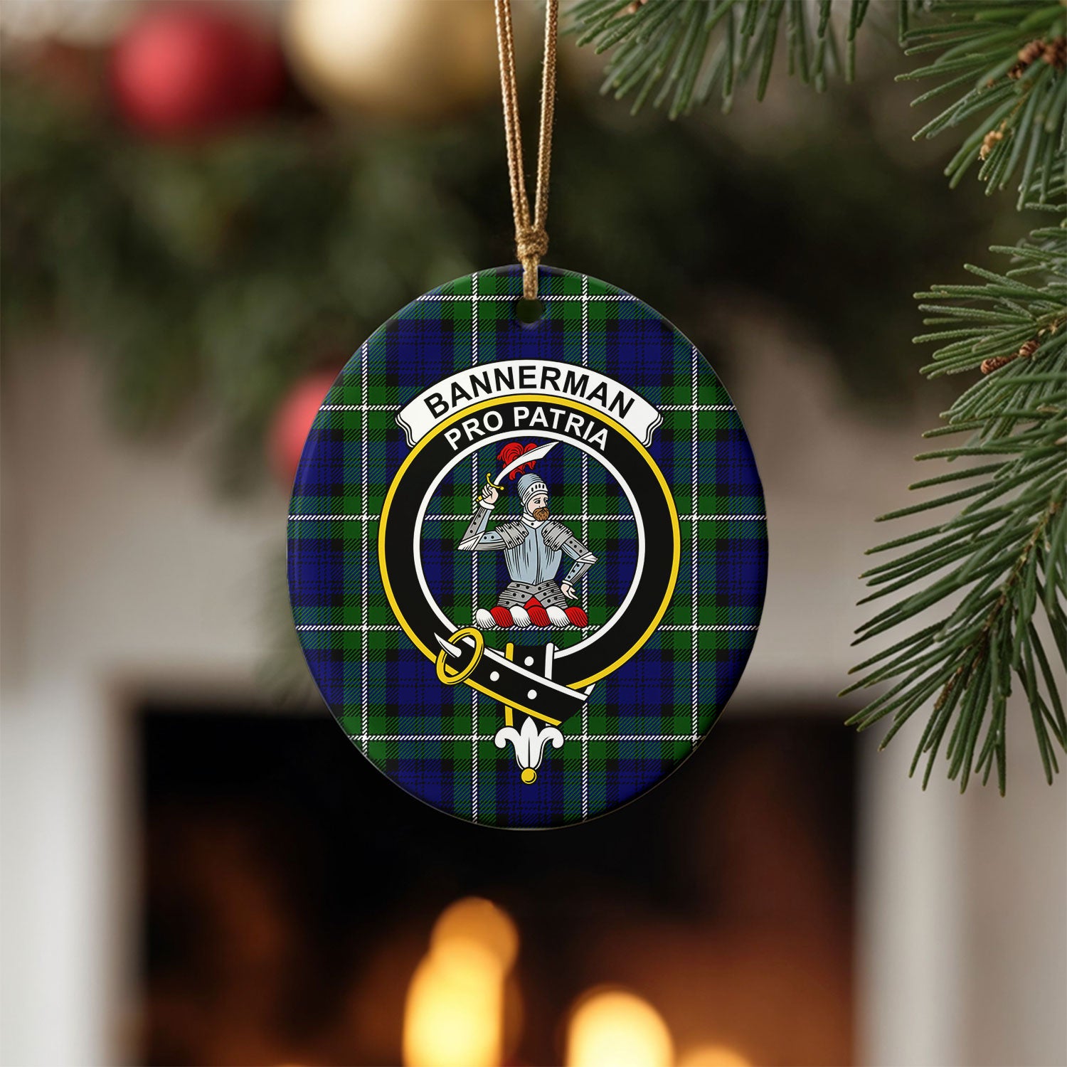Bannerman Tartan Crest Christmas Ceramic Ornament