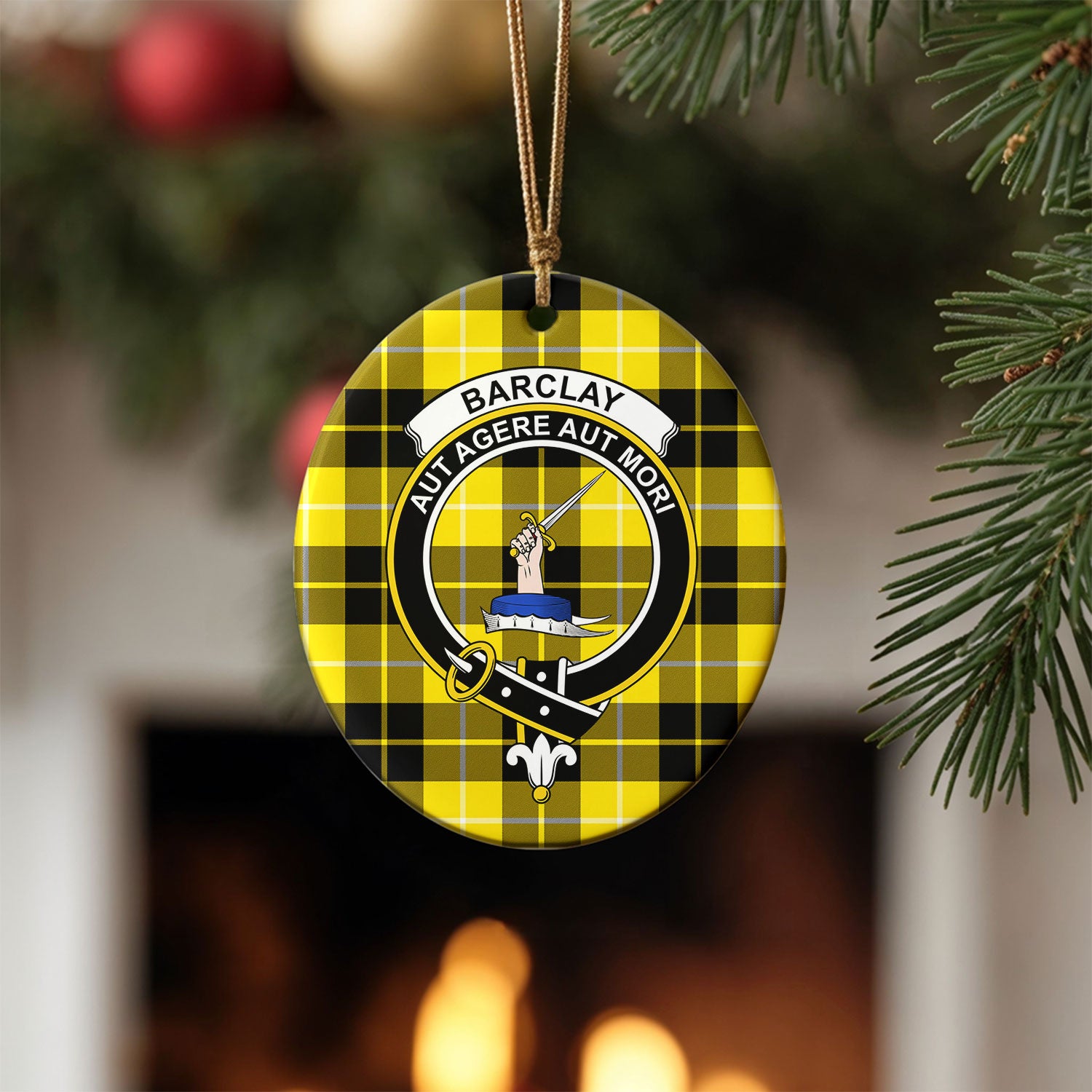 Barclay Dress Modern Tartan Crest Christmas Ceramic Ornament
