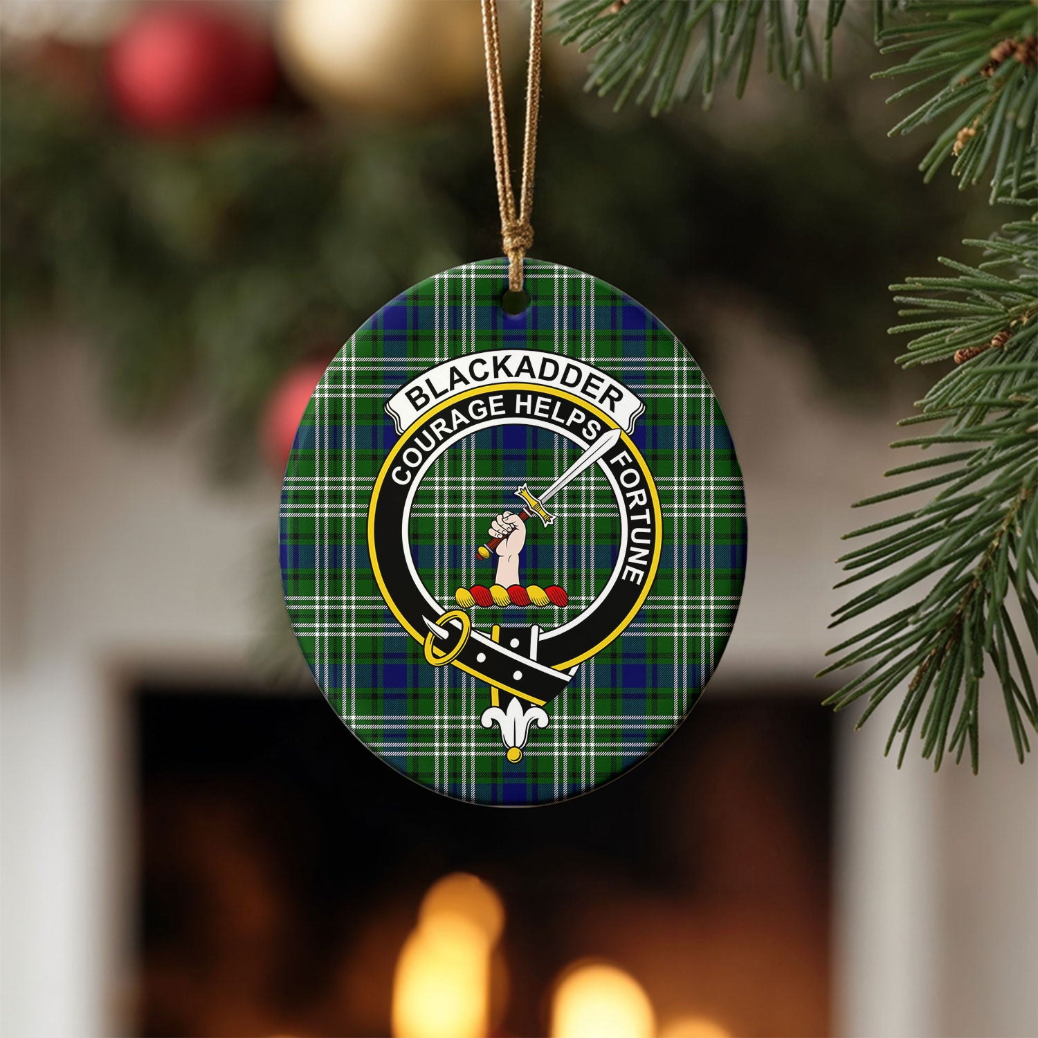 Blackadder Tartan Crest Christmas Ceramic Ornament