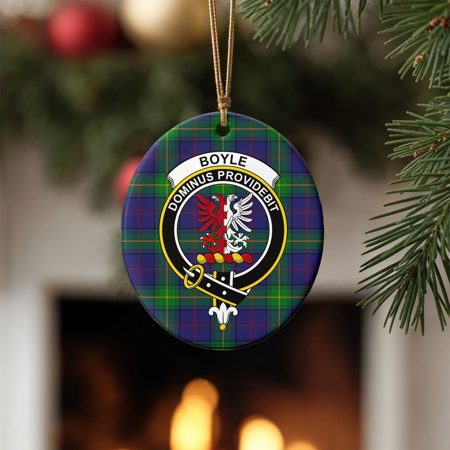 Boyle Tartan Crest Christmas Ceramic Ornament