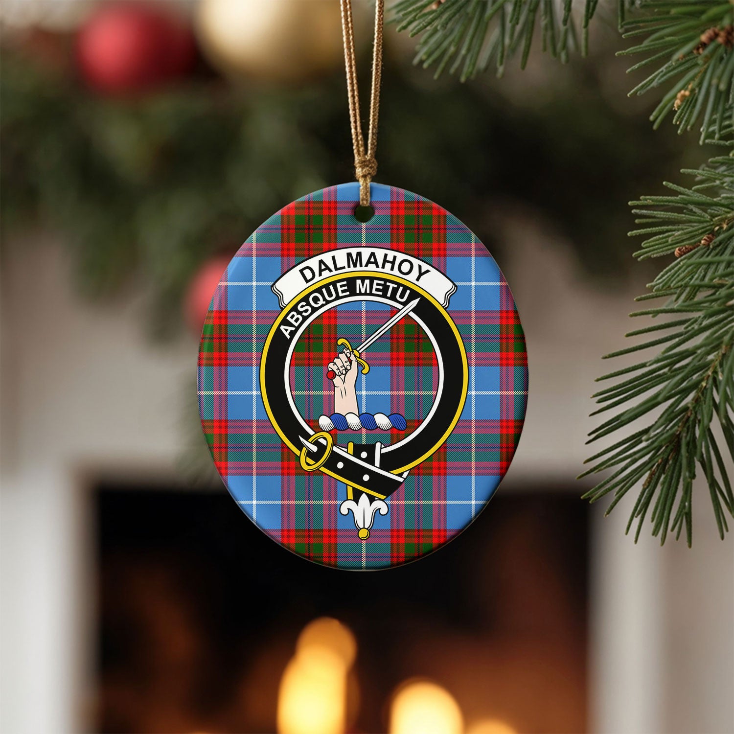 Dalmahoy Tartan Crest Christmas Ceramic Ornament
