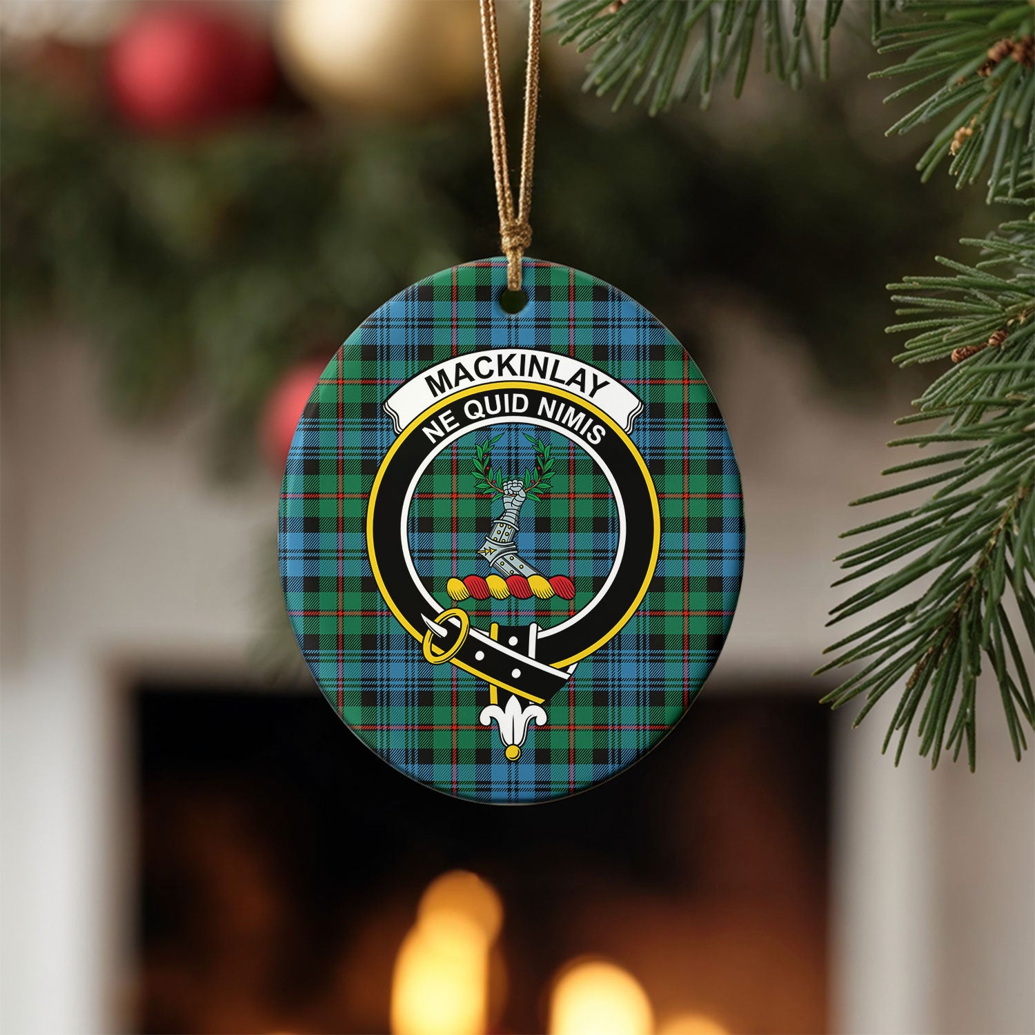 MacKinlay Ancient Tartan Crest Christmas Ceramic Ornament