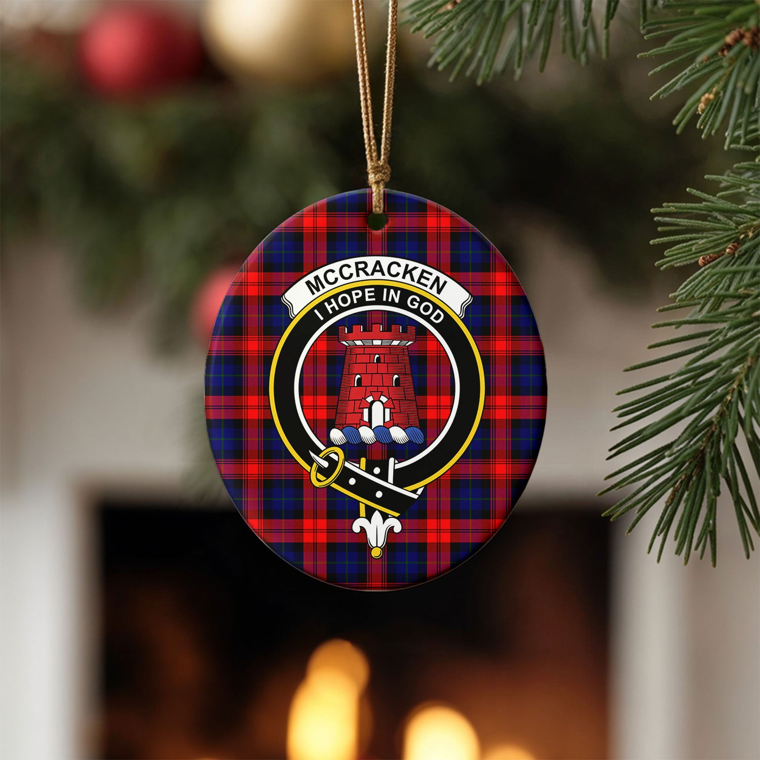 McCracken Tartan Crest Christmas Ceramic Ornament