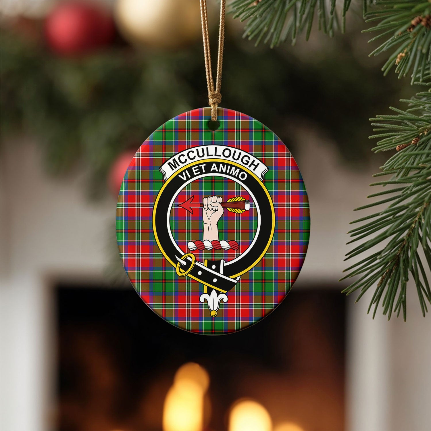 McCullough Tartan Crest Christmas Ceramic Ornament